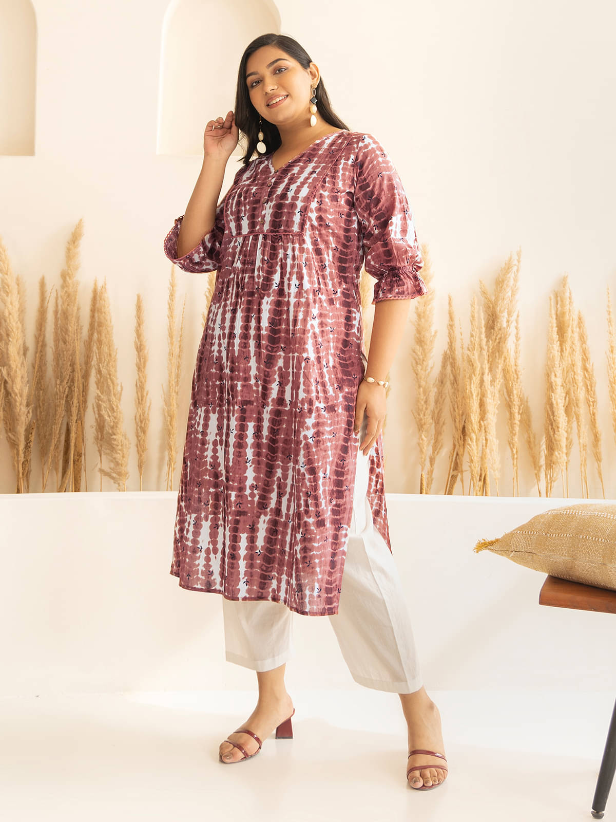     			Janasya Pack of 1 Cotton Dyed Straight Women's Kurti - ( Brown )