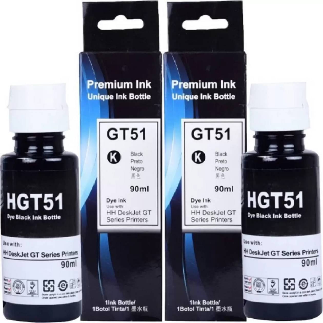     			KALAR Ink For GT51 Black Pack of 2 Cartridge for GT51 Gt5810, Gt5811, Gt5820, Gt5821, 310, 315, 319, 410, 415, 419