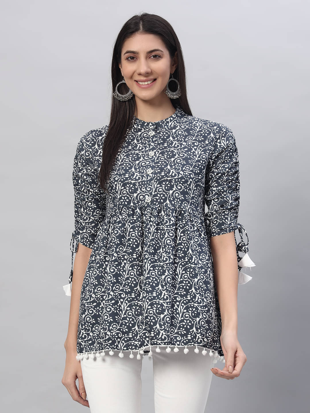 Kbz Women's Rayon Peplum Top ( Grey ) Kbz Women's Rayon Peplum Top ( Grey )