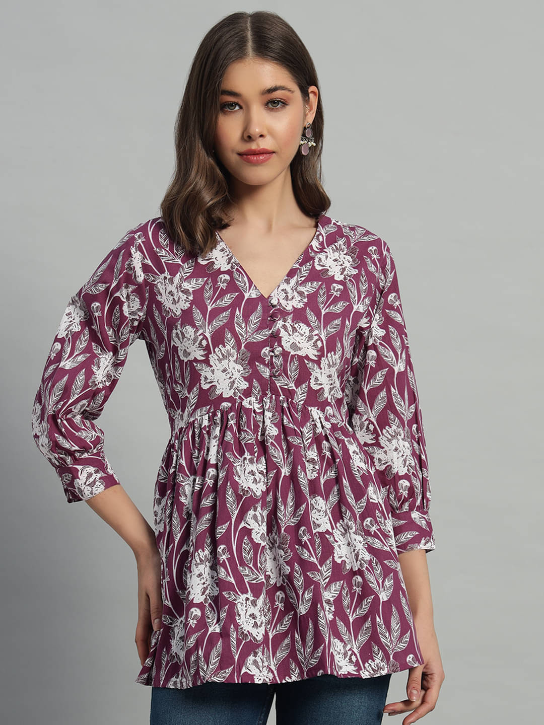     			Kbz Women's Cotton Peplum Top ( Purple )