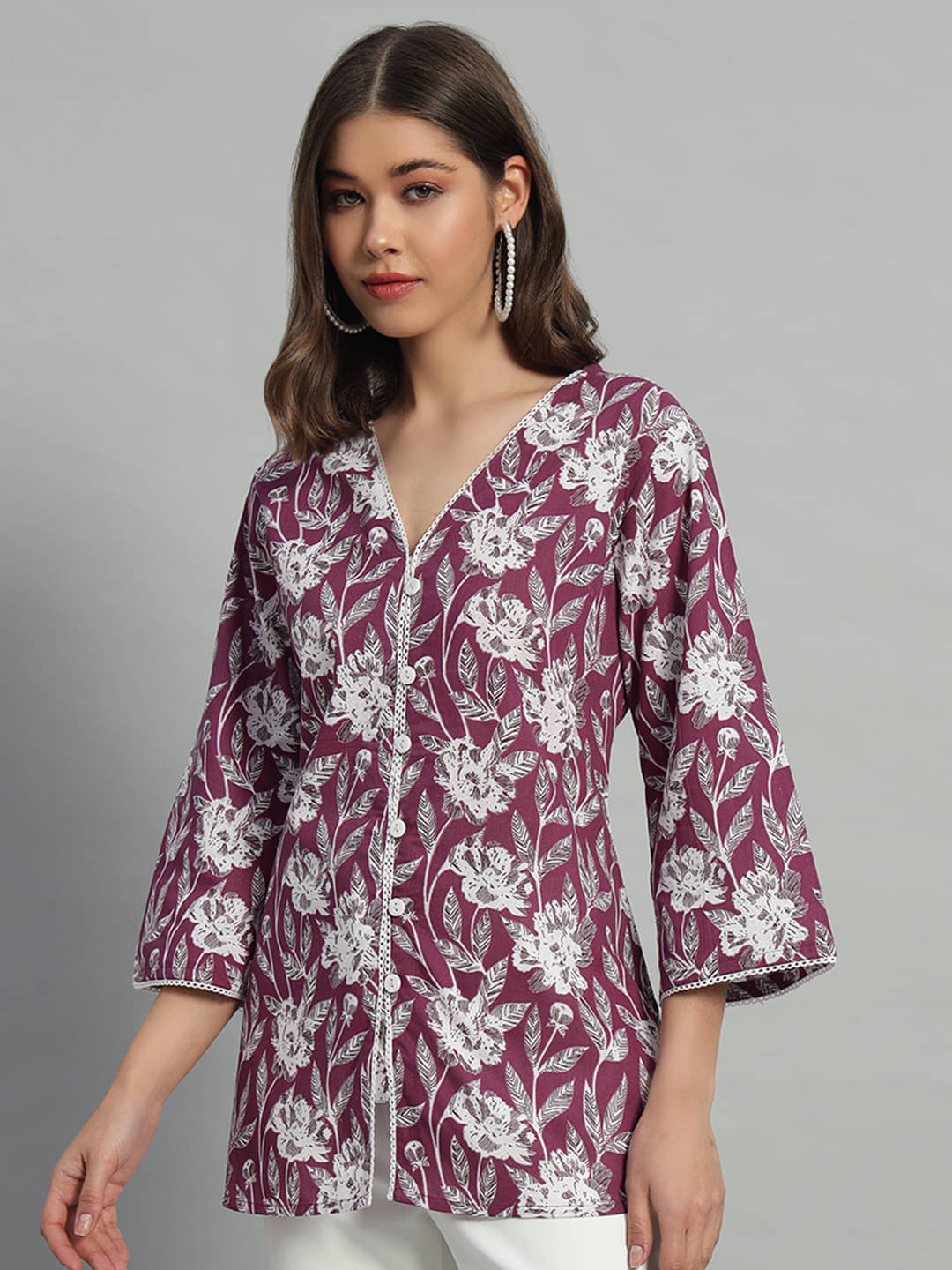 Kbz Women's Cotton Peplum Top ( Purple ) Kbz Women's Cotton Peplum Top ( Purple )
