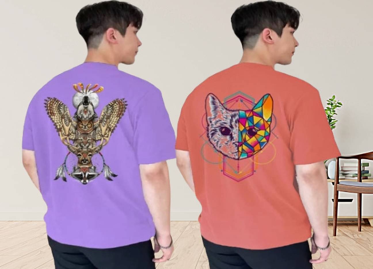 Kintu Parantu Polyester Regular Fit Printed Half Sleeves Men's Round T-Shirt - Multicolor7 ( Pack of 2 ) Kintu Parantu Polyester Regular Fit Printed Half Sleeves Men's Round T-Shirt - Multicolor7 ( Pack of 2 )