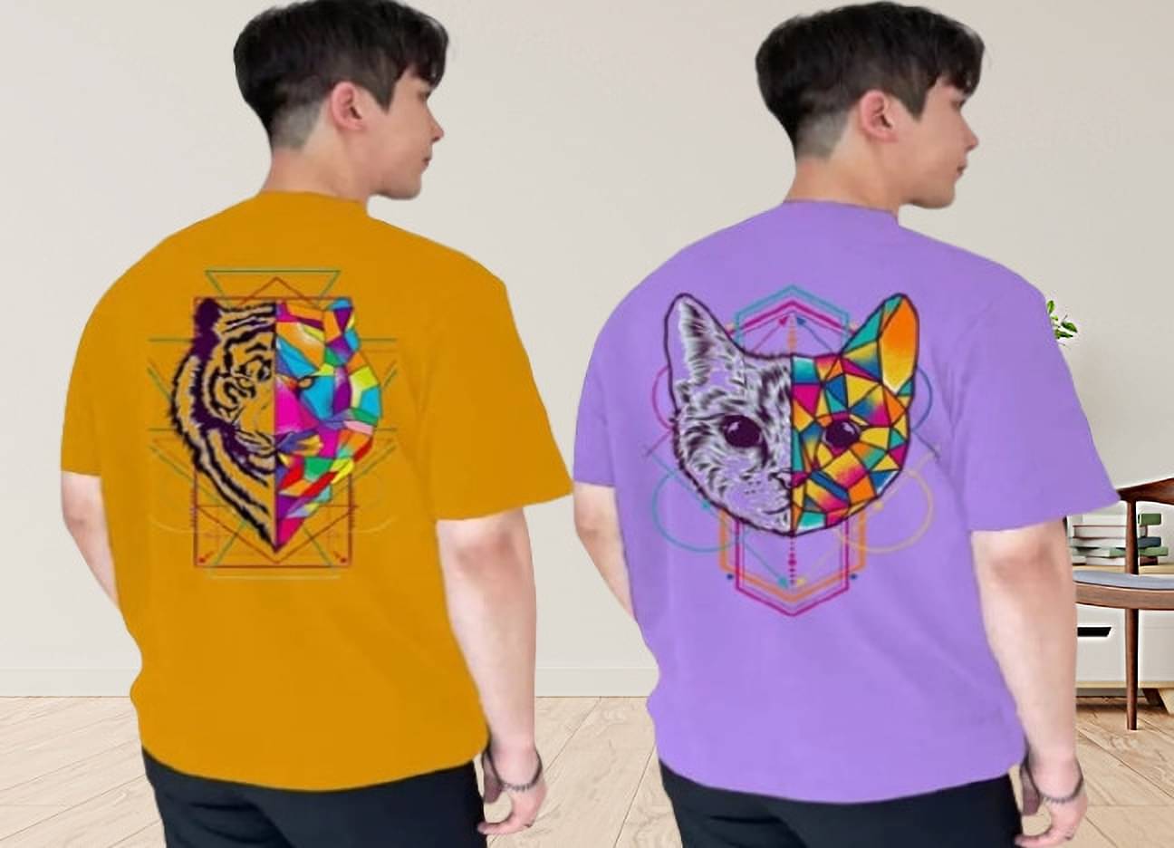     			Kintu Parantu Polyester Regular Fit Printed Half Sleeves Men's Round T-Shirt - Multicolor7 ( Pack of 2 )