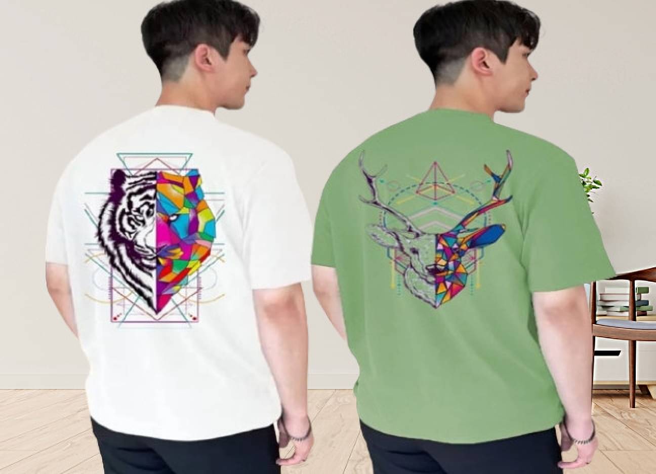     			Kintu Parantu Polyester Regular Fit Printed Half Sleeves Men's Round T-Shirt - Multicolor3 ( Pack of 2 )