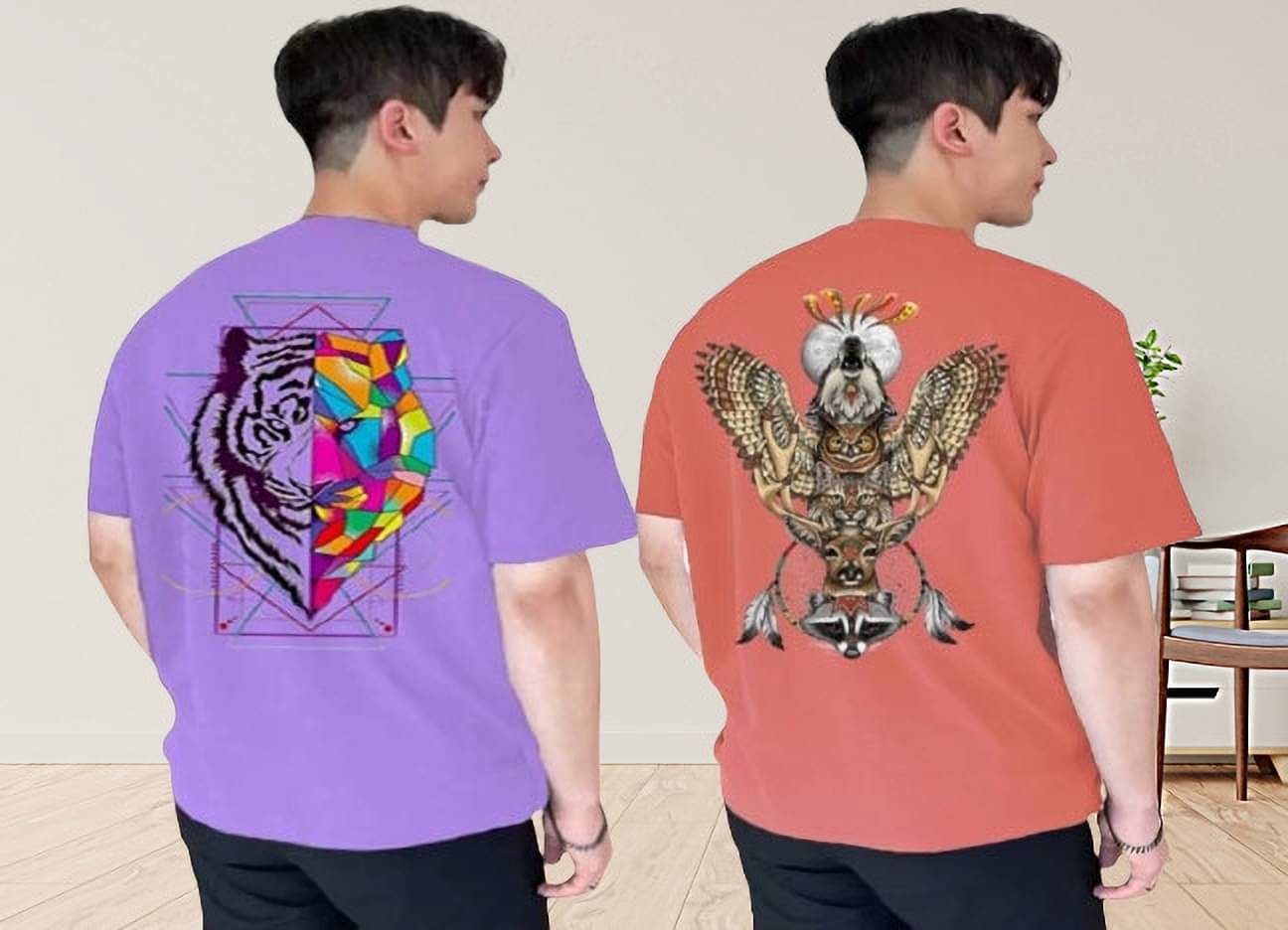 Kintu Parantu Polyester Regular Fit Printed Half Sleeves Men's Round T-Shirt - Multicolor2 ( Pack of 2 ) Kintu Parantu Polyester Regular Fit Printed Half Sleeves Men's Round T-Shirt - Multicolor2 ( Pack of 2 )