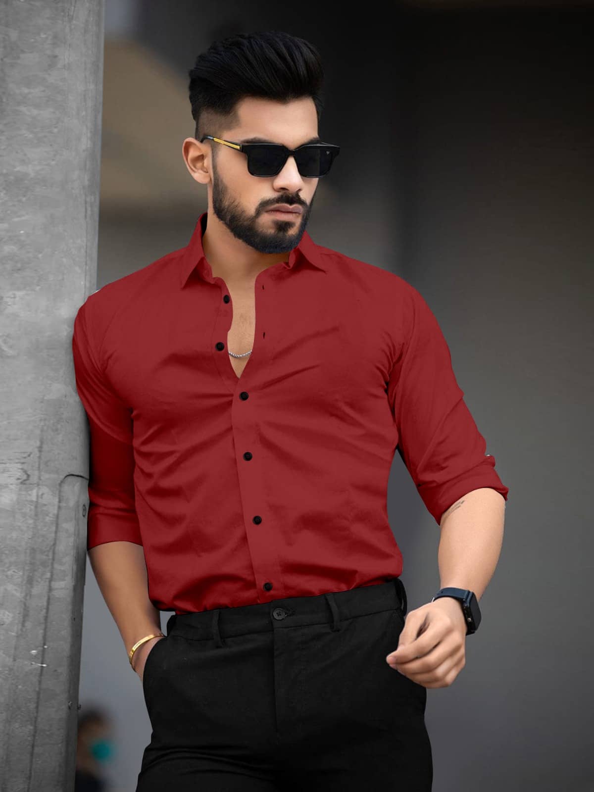 Laadli Cotton Blend Regular Fit Full Sleeves Men's Formal Shirt - Navy Blue ( Pack of 1 )
