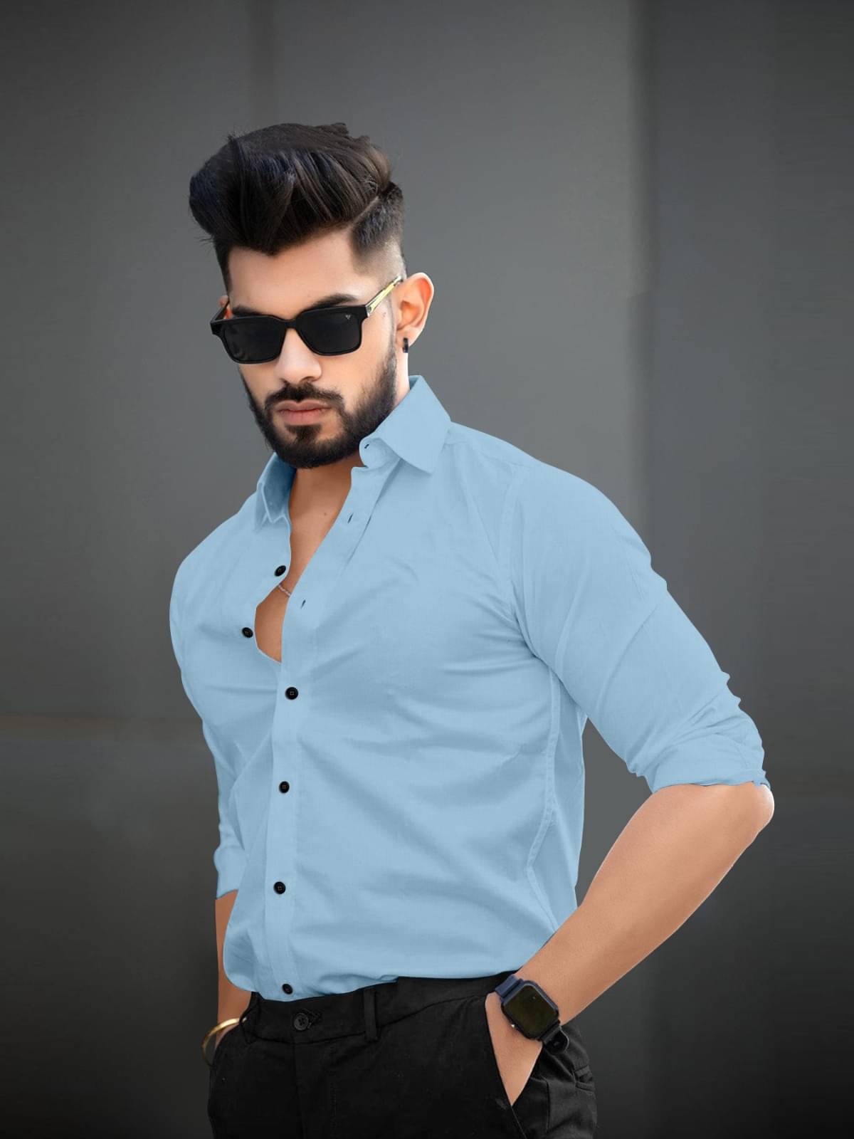     			Laadli Cotton Blend Regular Fit Full Sleeves Men's Formal Shirt - Light Blue ( Pack of 1 )