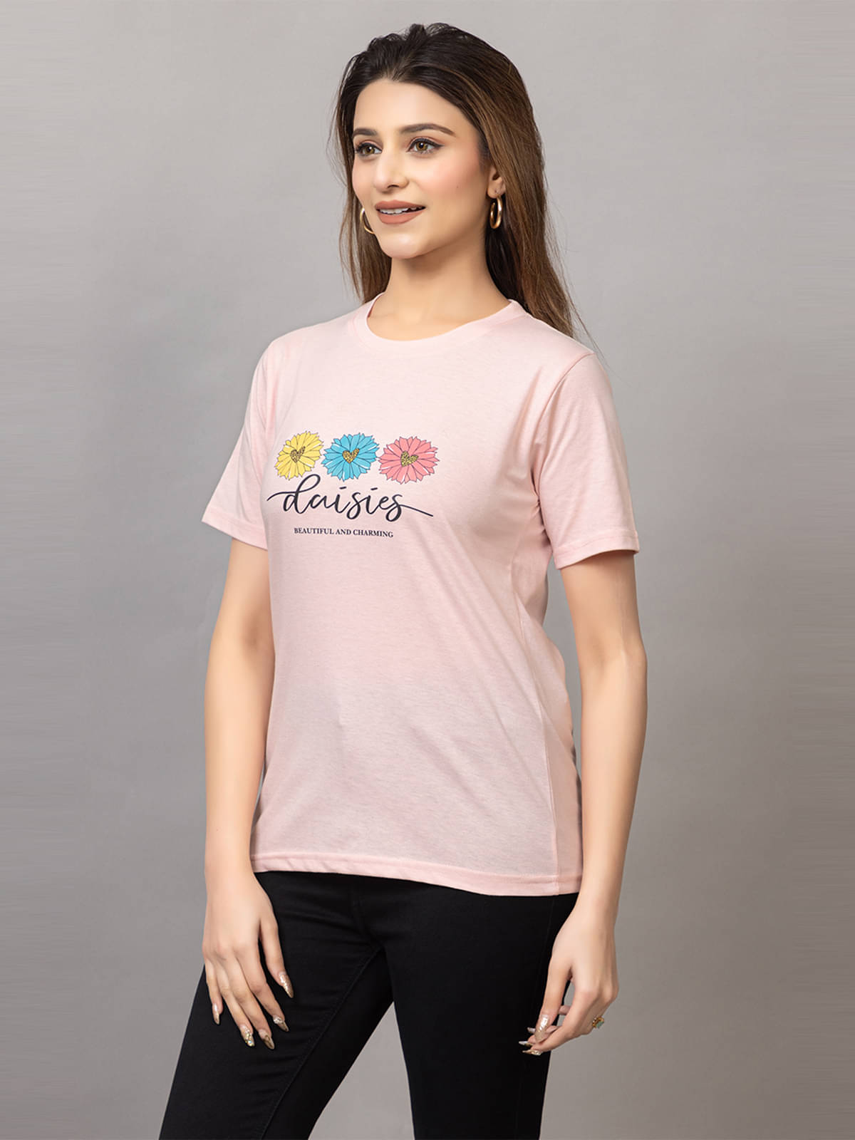 MISDYNAMIC Women Cotton Blend Printed Regular Fit Round Neck T-Shirt ( Multicolor ) MISDYNAMIC Women Cotton Blend Printed Regular Fit Round Neck T-Shirt ( Multicolor )