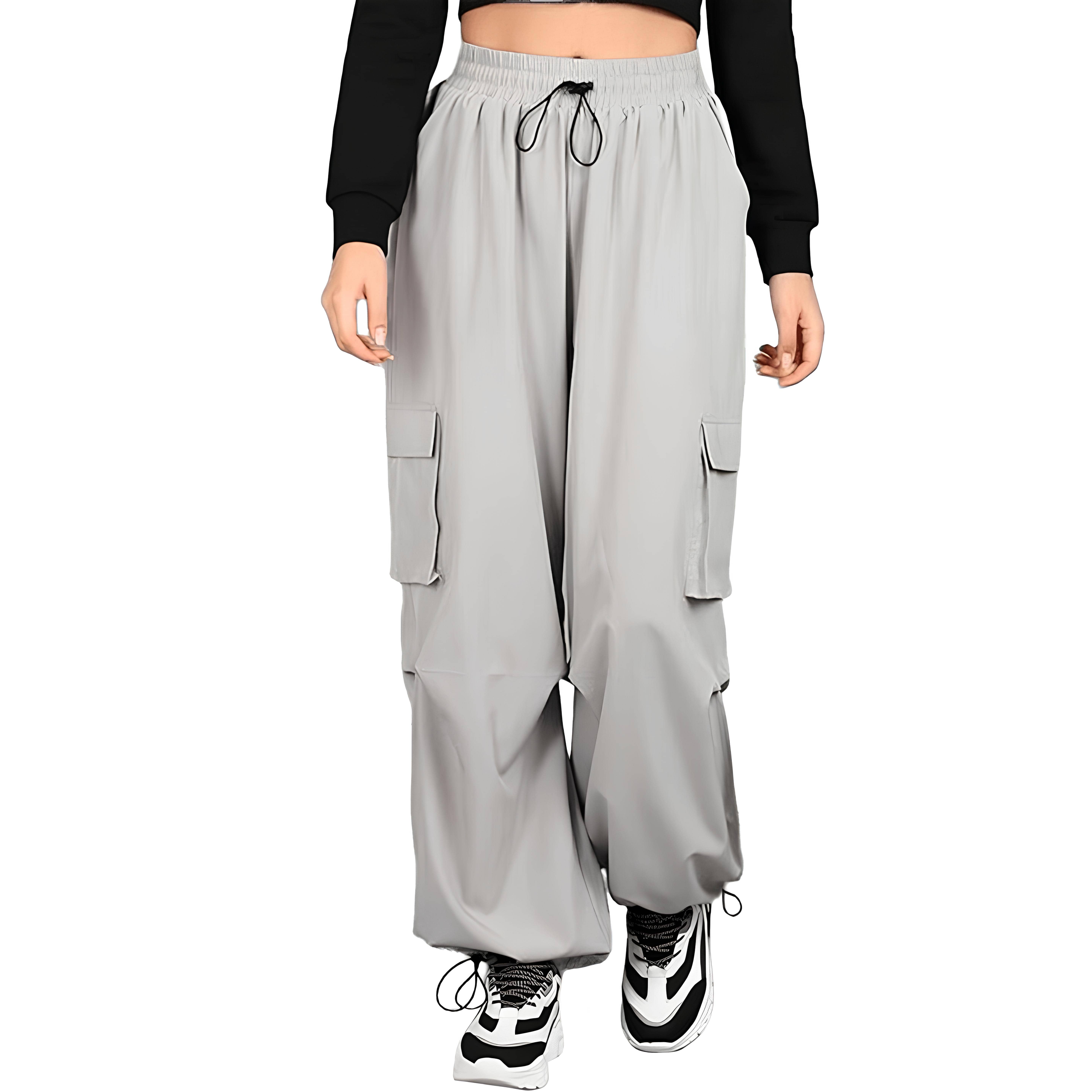 MULTIWA Pack of 1 Polyester Parachute Women's Cargo Pants ( Grey ) - Trousers | Buy online on ZillyBuy