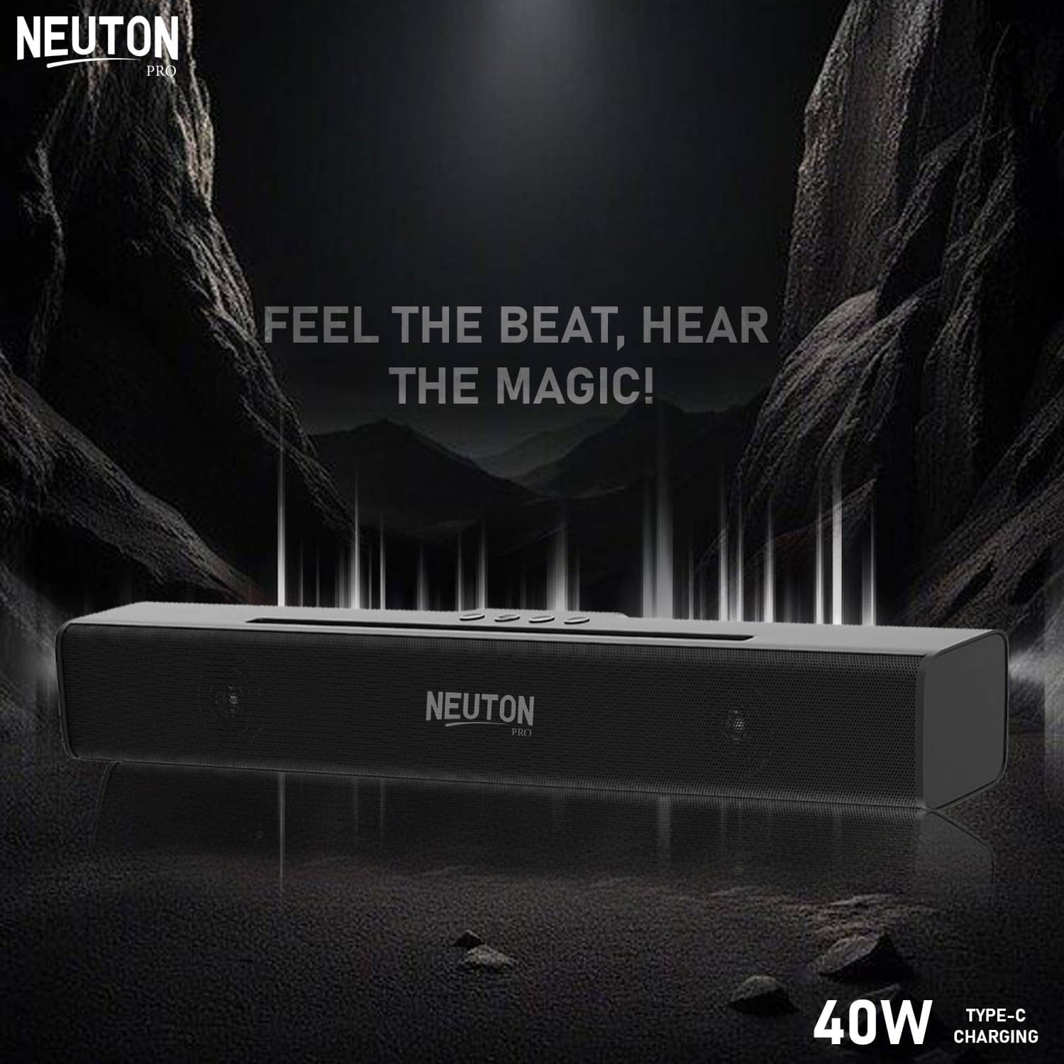     			NEUTON PRO X BAR 40 W Bluetooth Speaker Bluetooth v5.0 with USB,SD card Slot,Aux Playback Time 5 hrs Black