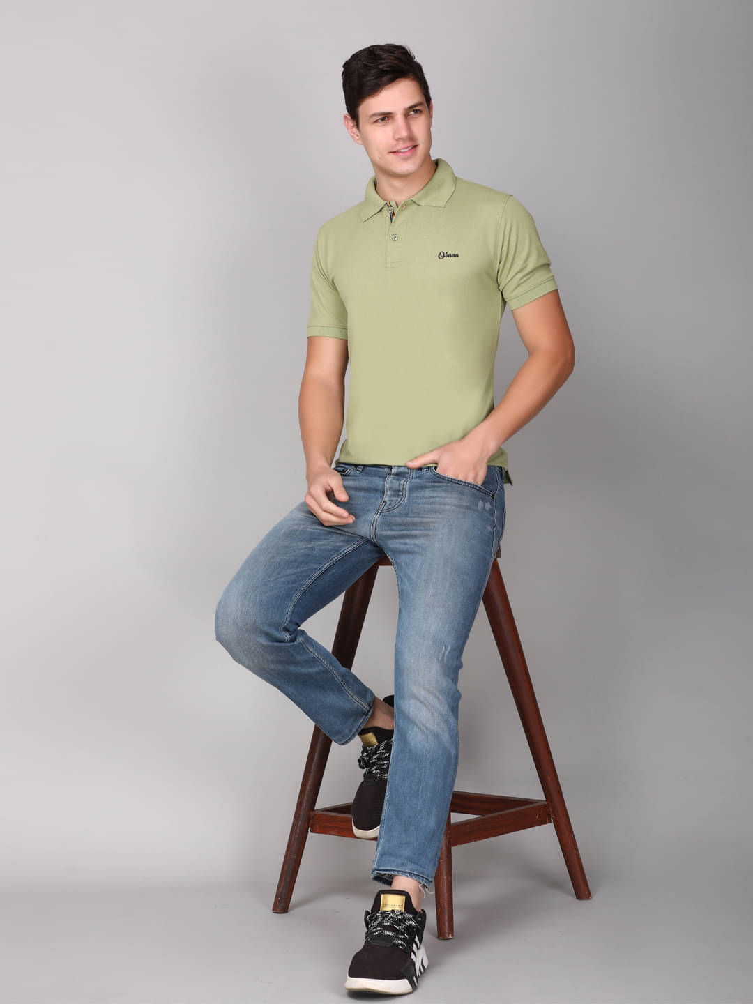 OBAAN Pack of 1 Cotton Blend Regular Fit Solid Half Sleeves Men's Polo T Shirt ( Sea Green )     			OBAAN Pack of 1 Cotton Blend Regular Fit Solid Half Sleeves Men's Polo T Shirt ( Sea Green )