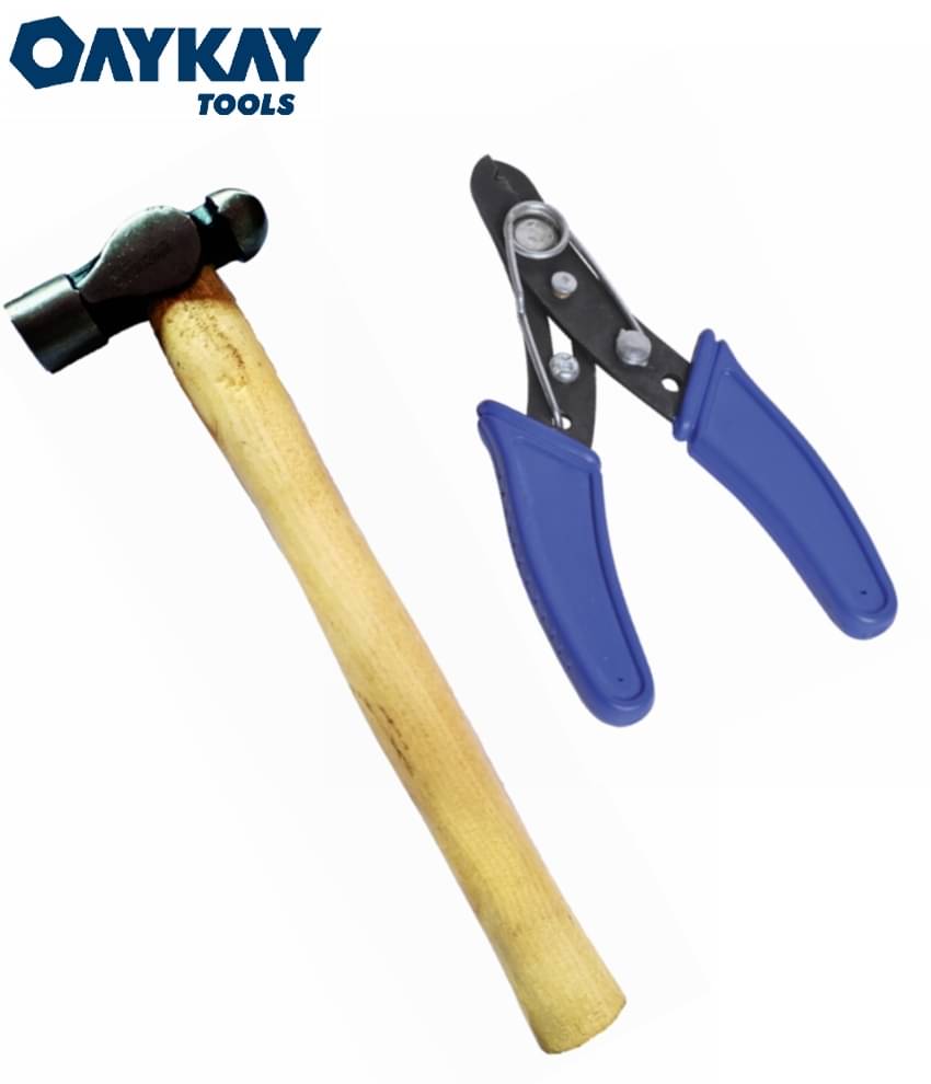 Oaykay Tools Wire Cutter/Stripper for Home & Professional Use and Wooden Handle hammer 200gm Oaykay Tools Wire Cutter/Stripper for Home & Professional Use and Wooden Handle hammer 200gm