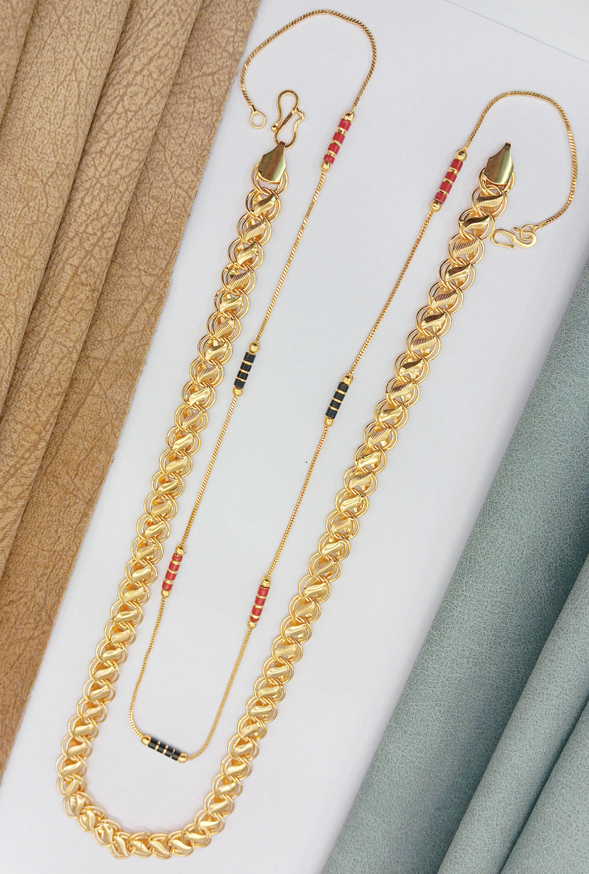 RANEM Gold Plated Chains Combo ( Set of 2 )