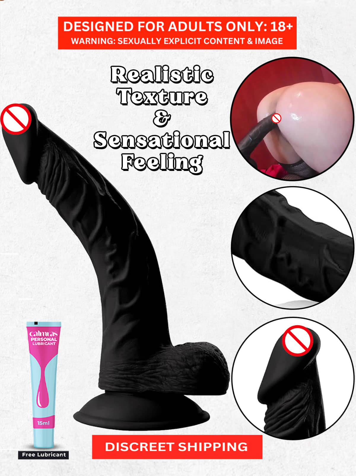 Realistic detail 5 inch dildo with suction cup