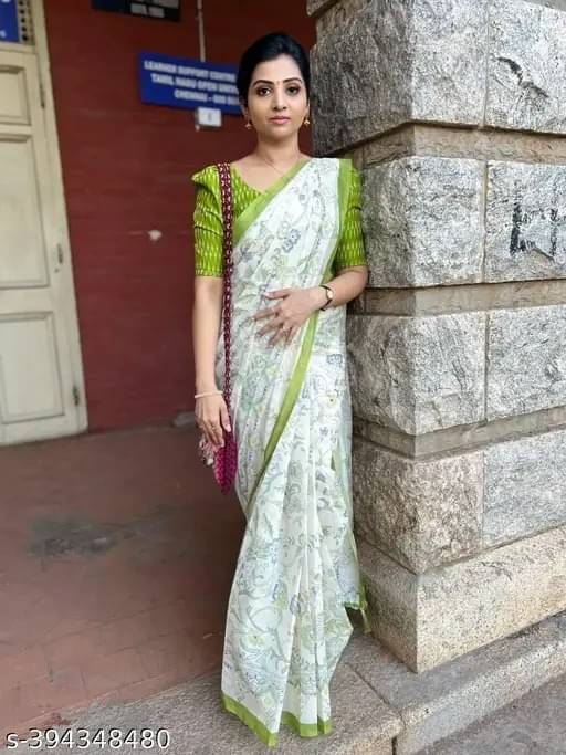 SVB Cotton Blend Self Design Saree With Unstitched Blouse Piece ( Green ) SVB Cotton Blend Self Design Saree With Unstitched Blouse Piece ( Green )