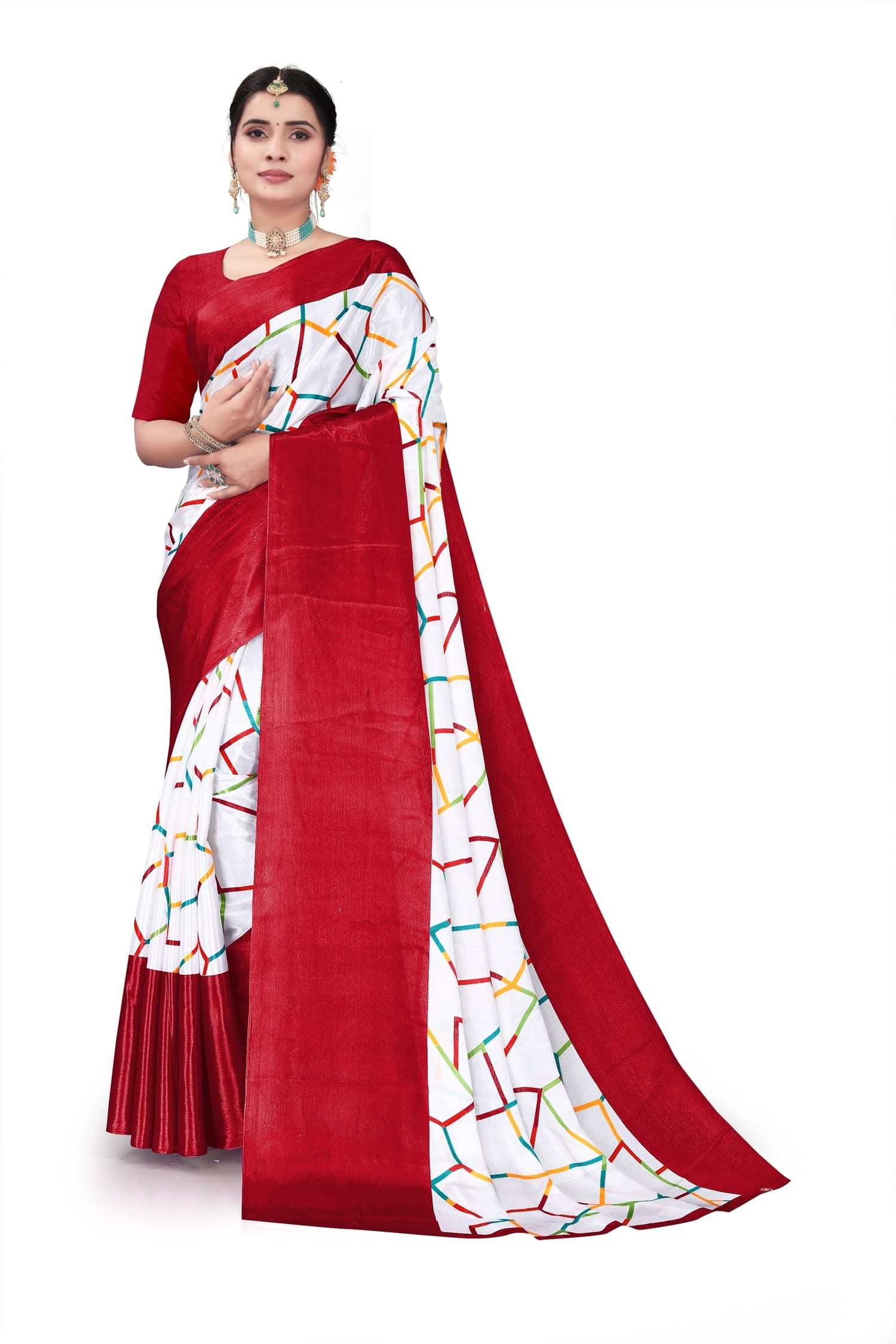     			SVB Crepe Printed Saree With Unstitched Blouse Piece ( Maroon )