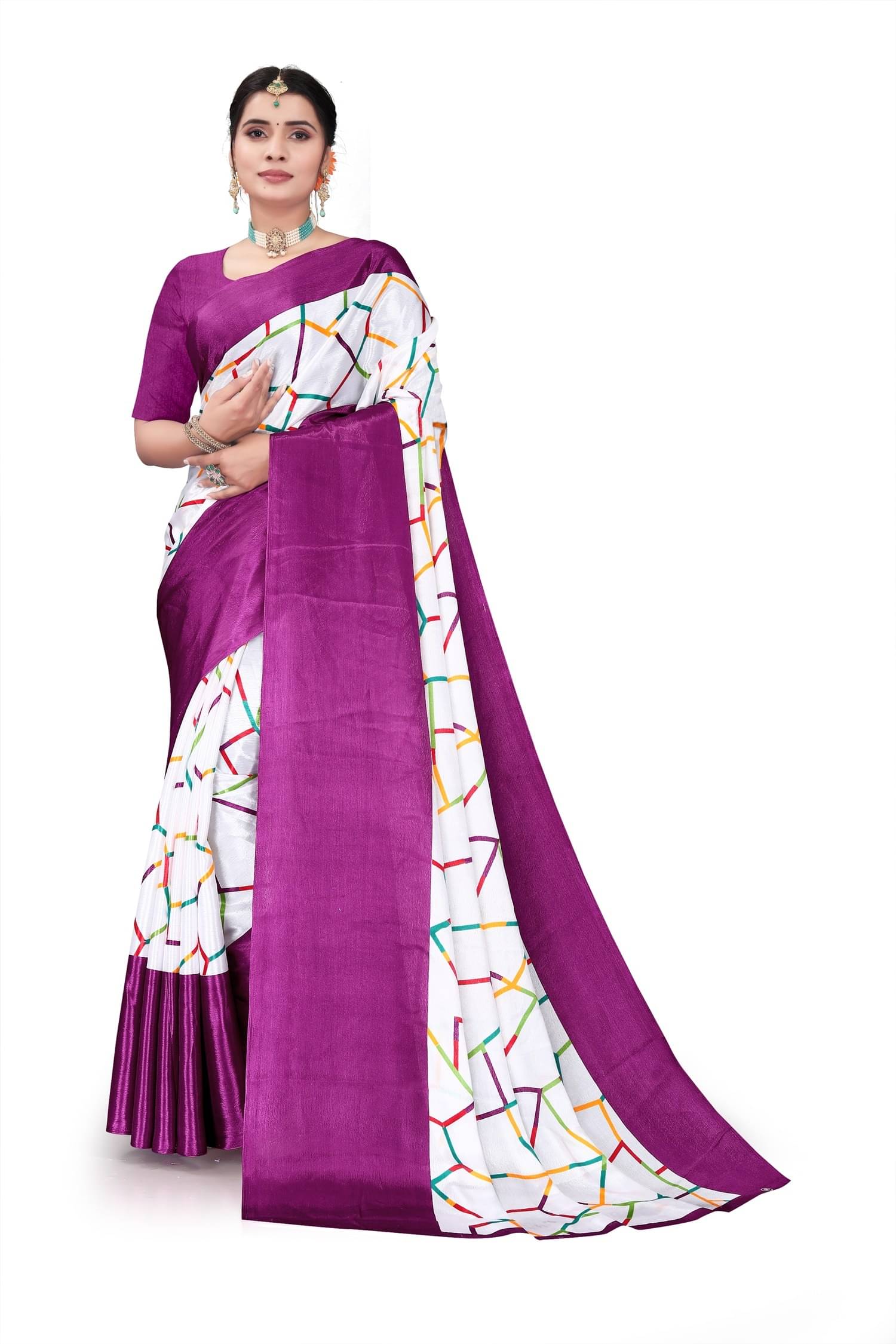     			SVB Crepe Printed Saree With Unstitched Blouse Piece ( Wine )