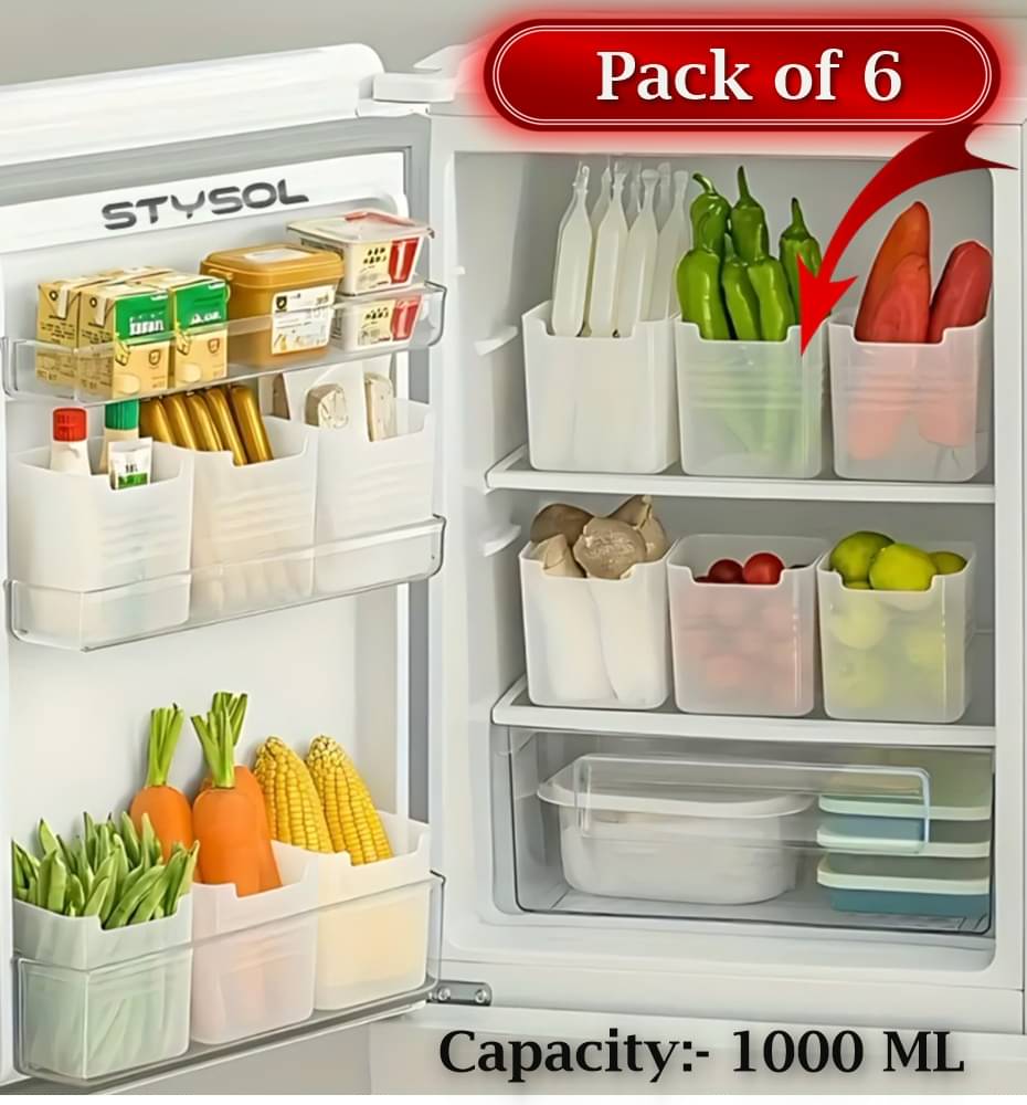     			Stysol Fridge container Plastic White Multi-Purpose Container ( Set of 6 )