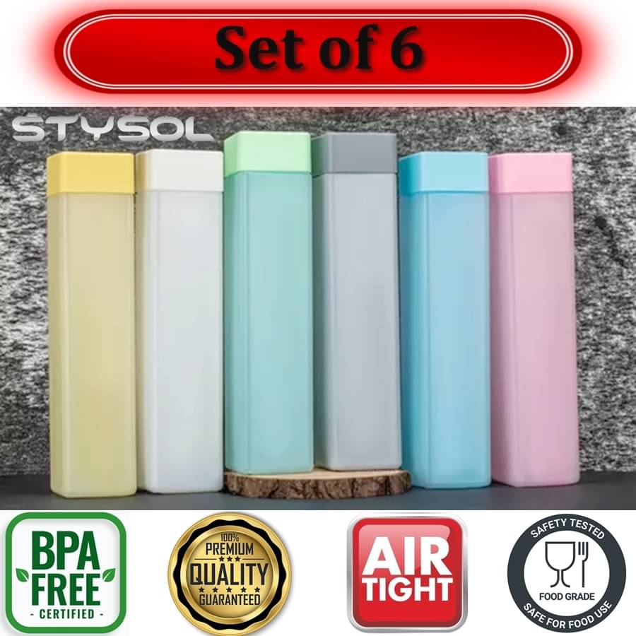     			Stysol Frosty Water Bottel  Multicolour Plastic Fridge Water Bottle 1000 mL ( Set of 6 )