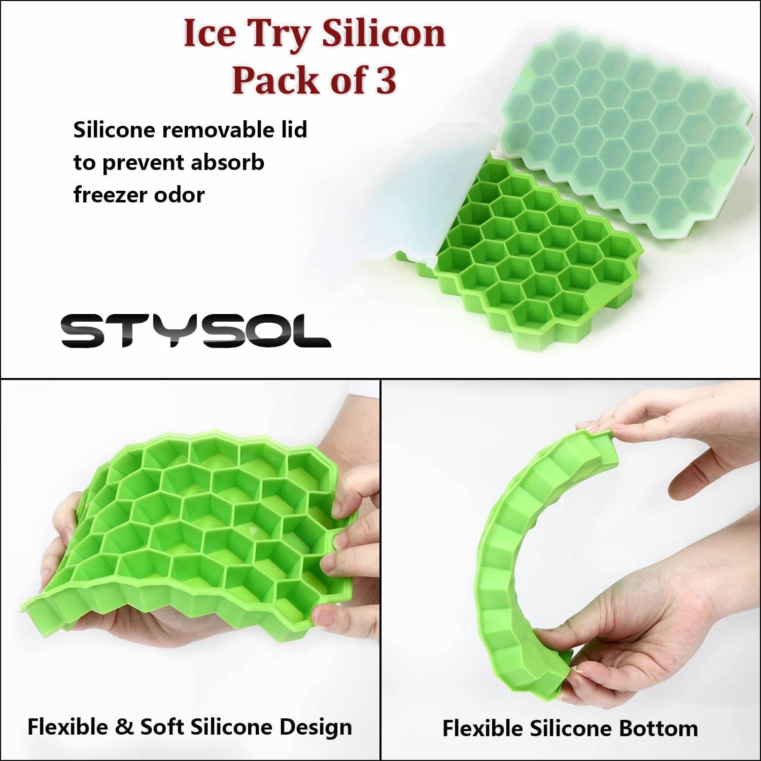     			Stysol Silicone ice Tray Light Green 3 Pcs