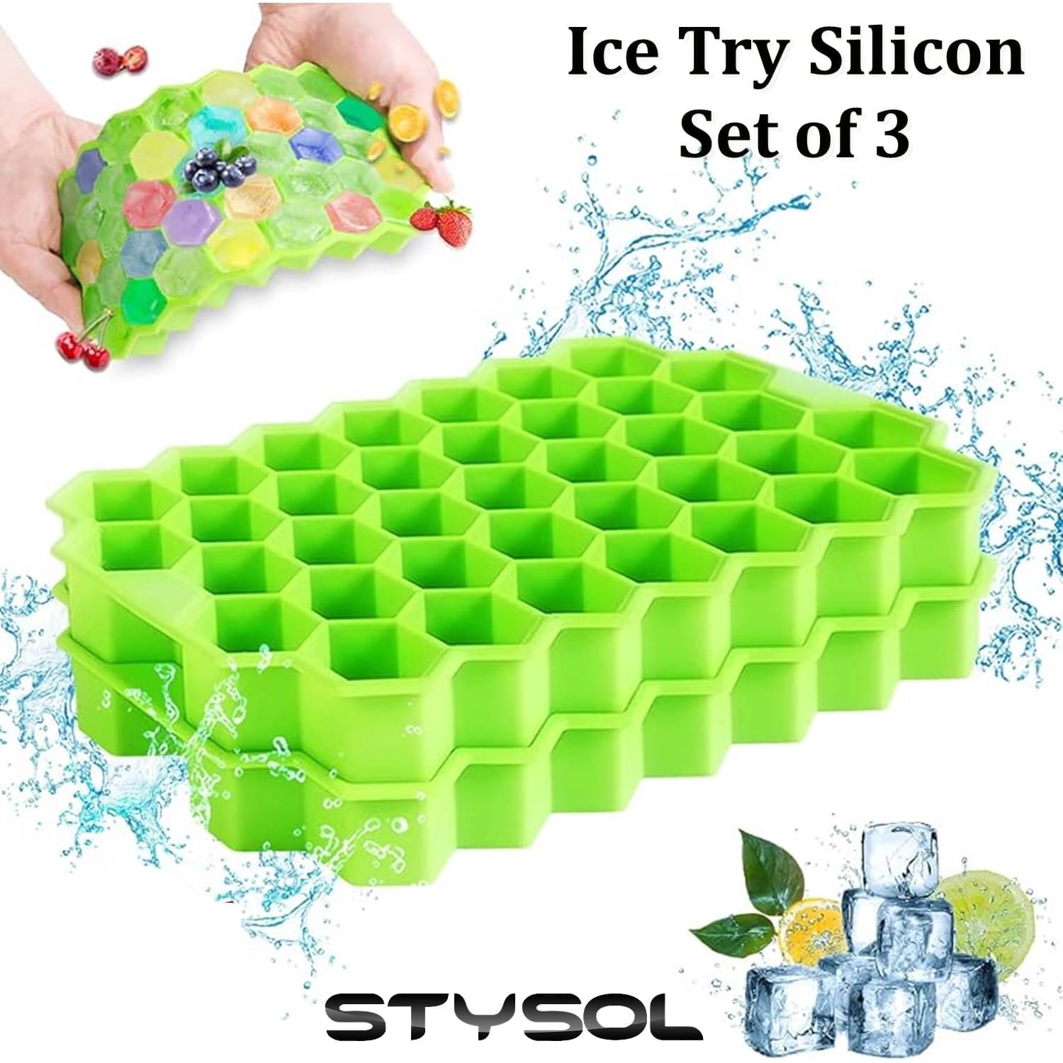     			Stysol Silicone ice Tray Light Green 3 Pcs