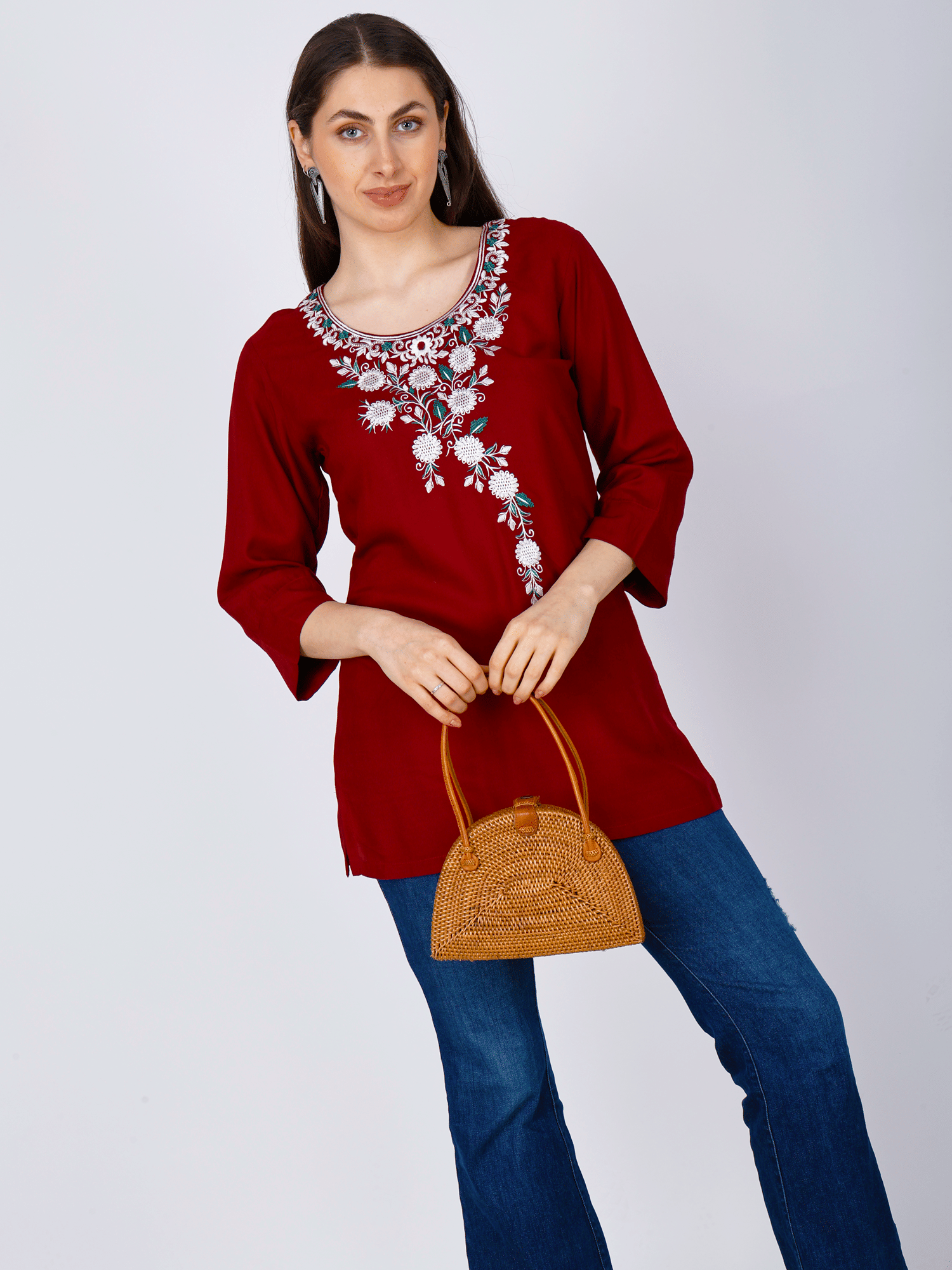 Sufiana Women's Rayon Tunic ( Maroon )