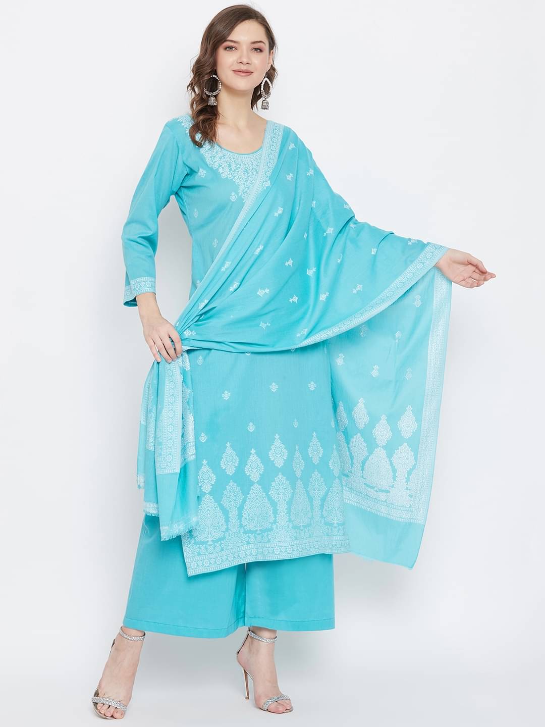 TAZO Unstitched Cotton Blend Printed Dress Material - Light Blue ( Pack of 1 ) TAZO Unstitched Cotton Blend Printed Dress Material - Light Blue ( Pack of 1 )