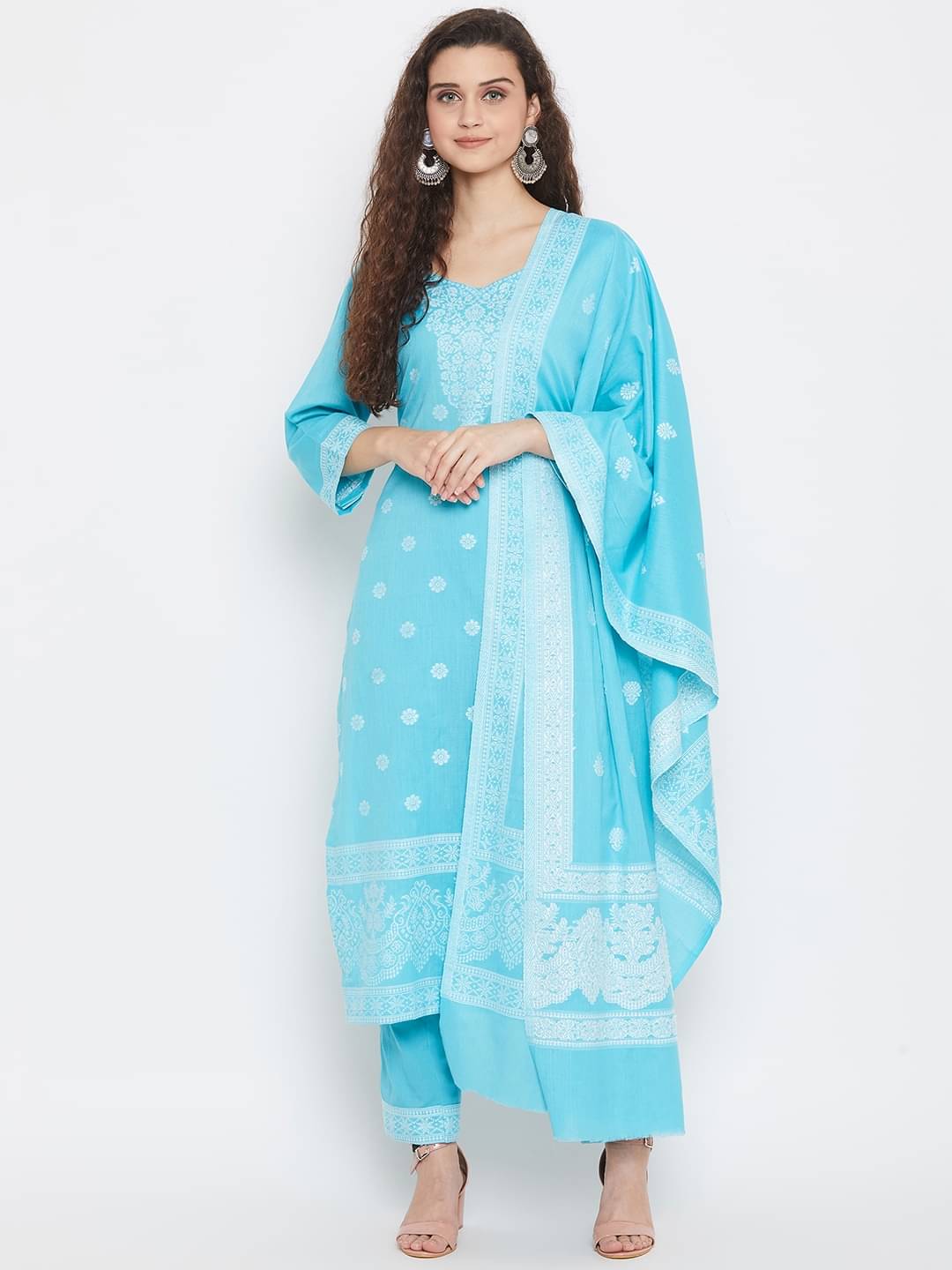 TAZO Unstitched Cotton Blend Printed Dress Material - Blue ( Pack of 1 ) TAZO Unstitched Cotton Blend Printed Dress Material - Blue ( Pack of 1 )