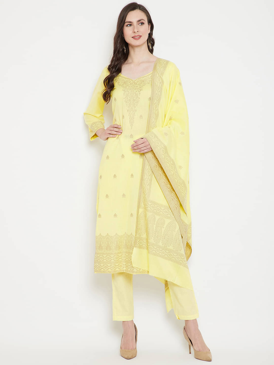 TAZO Unstitched Cotton Blend Printed Dress Material - Lime Green ( Pack of 1 ) TAZO Unstitched Cotton Blend Printed Dress Material - Lime Green ( Pack of 1 )