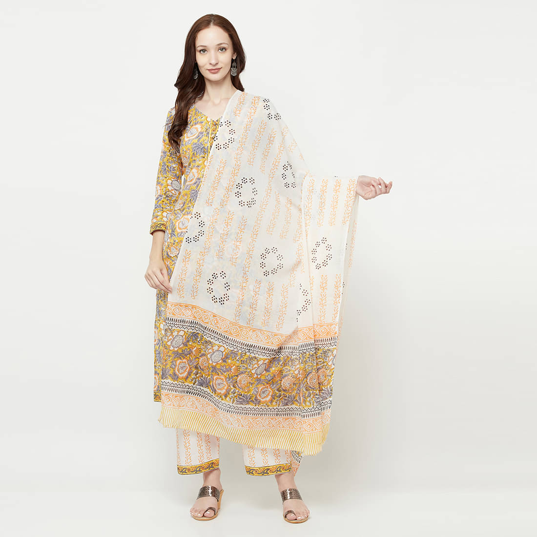 TAZO Unstitched Cotton Blend Printed Dress Material - Multicolor ( Pack of 1 ) TAZO Unstitched Cotton Blend Printed Dress Material - Multicolor ( Pack of 1 )