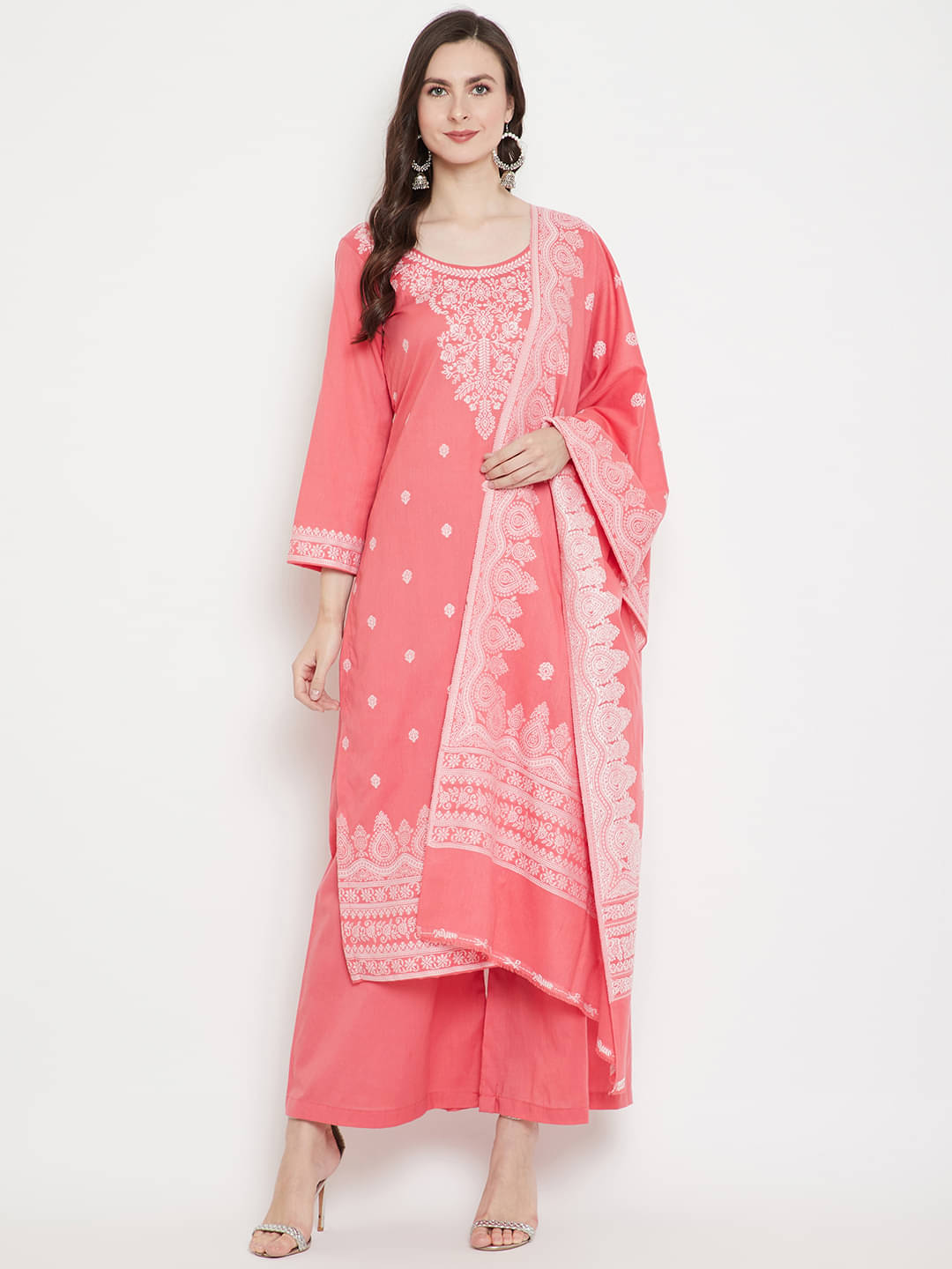 TAZO Unstitched Cotton Blend Printed Dress Material - Peach ( Pack of 1 ) TAZO Unstitched Cotton Blend Printed Dress Material - Peach ( Pack of 1 )