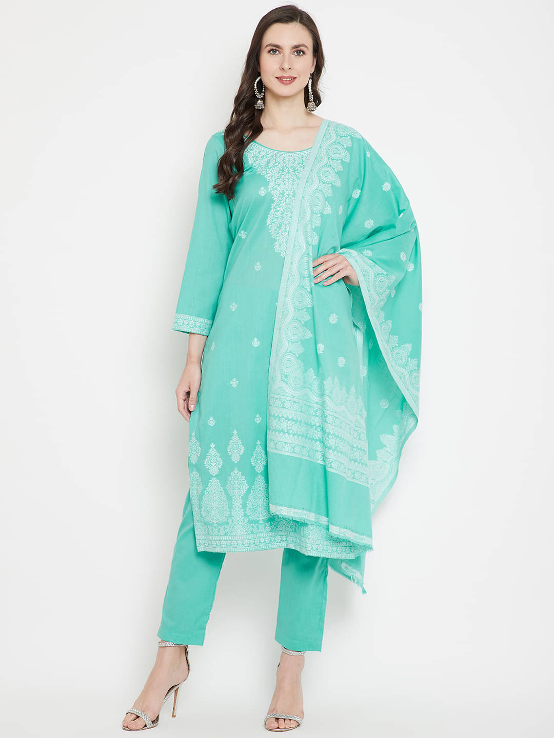 TAZO Unstitched Cotton Blend Printed Dress Material - Light Green ( Pack of 1 ) TAZO Unstitched Cotton Blend Printed Dress Material - Light Green ( Pack of 1 )