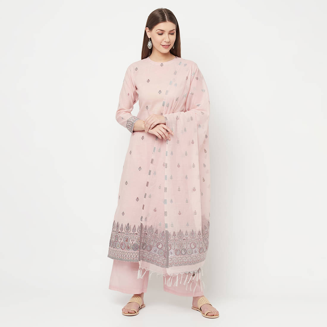 TAZO Unstitched Cotton Printed Dress Material - Pink ( Pack of 1 ) TAZO Unstitched Cotton Printed Dress Material - Pink ( Pack of 1 )