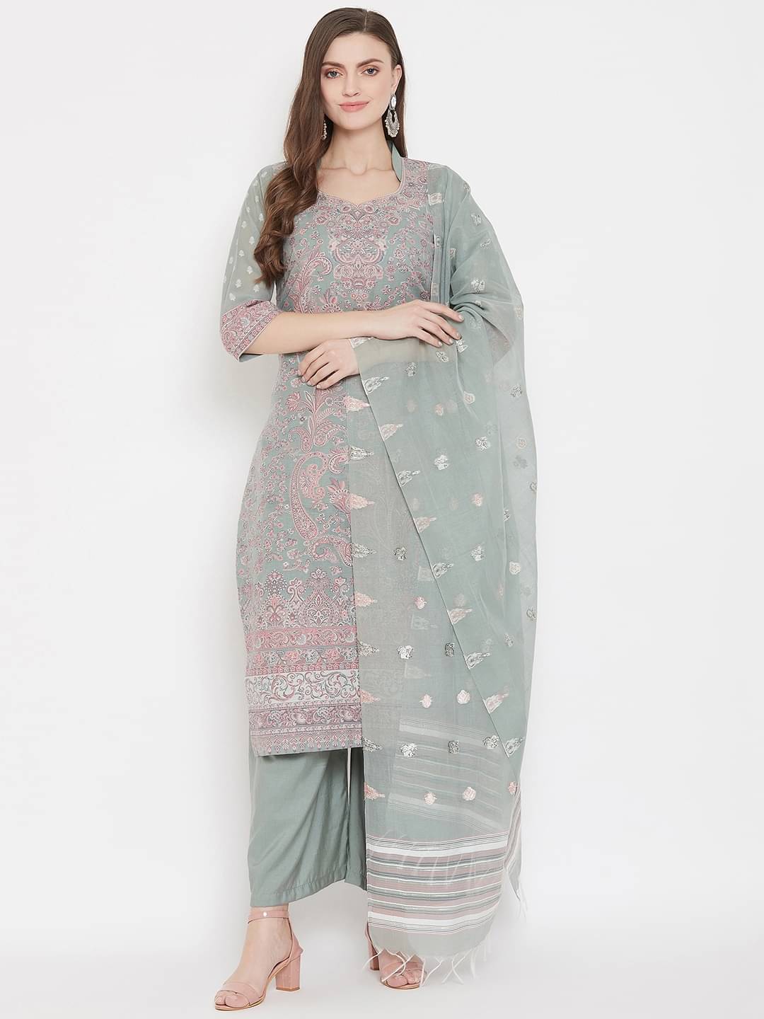 TAZO Unstitched Cotton Printed Dress Material - Olive ( Pack of 1 ) TAZO Unstitched Cotton Printed Dress Material - Olive ( Pack of 1 )