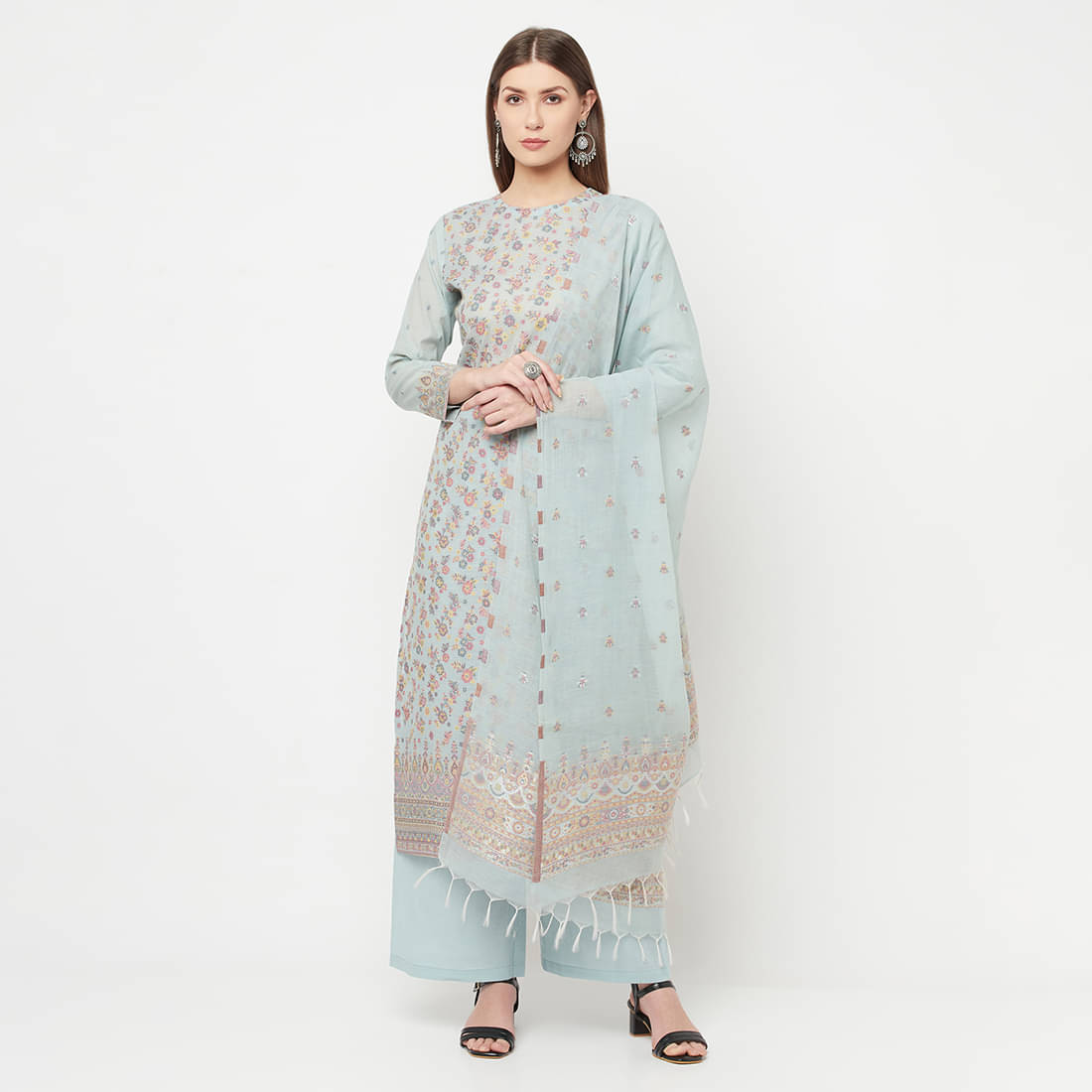 TAZO Unstitched Cotton Printed Dress Material - Light Blue ( Pack of 1 ) TAZO Unstitched Cotton Printed Dress Material - Light Blue ( Pack of 1 )