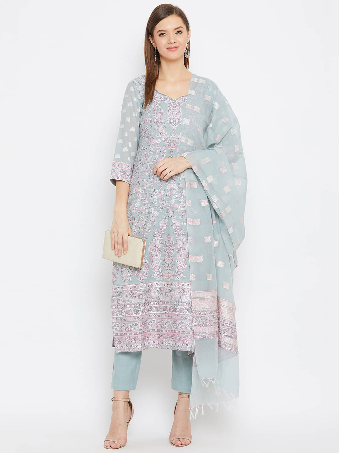 TAZO Unstitched Cotton Printed Dress Material - Grey ( Pack of 1 ) TAZO Unstitched Cotton Printed Dress Material - Grey ( Pack of 1 )