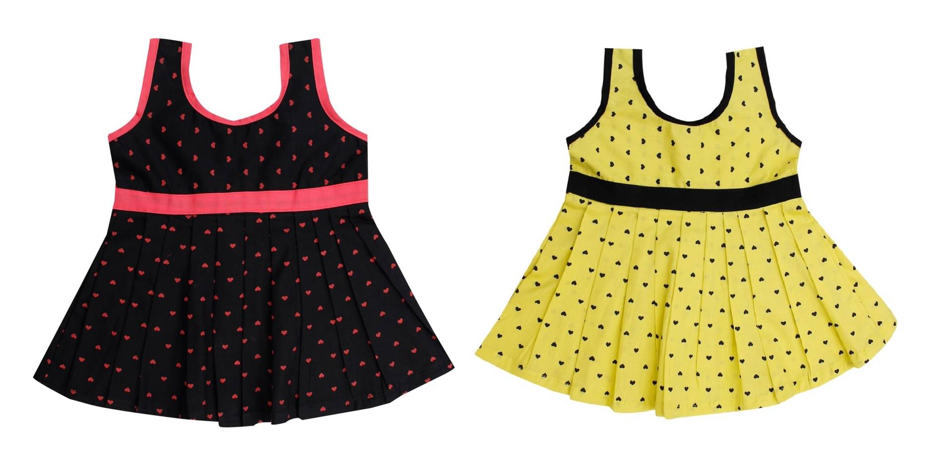     			The Creators Pack of 2 Baby Girls Cotton Blend Dress ( Black & Yellow )