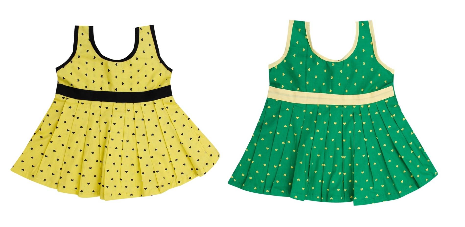     			The Creators Pack of 2 Baby Girls Cotton Blend Dress ( Yellow & Green )