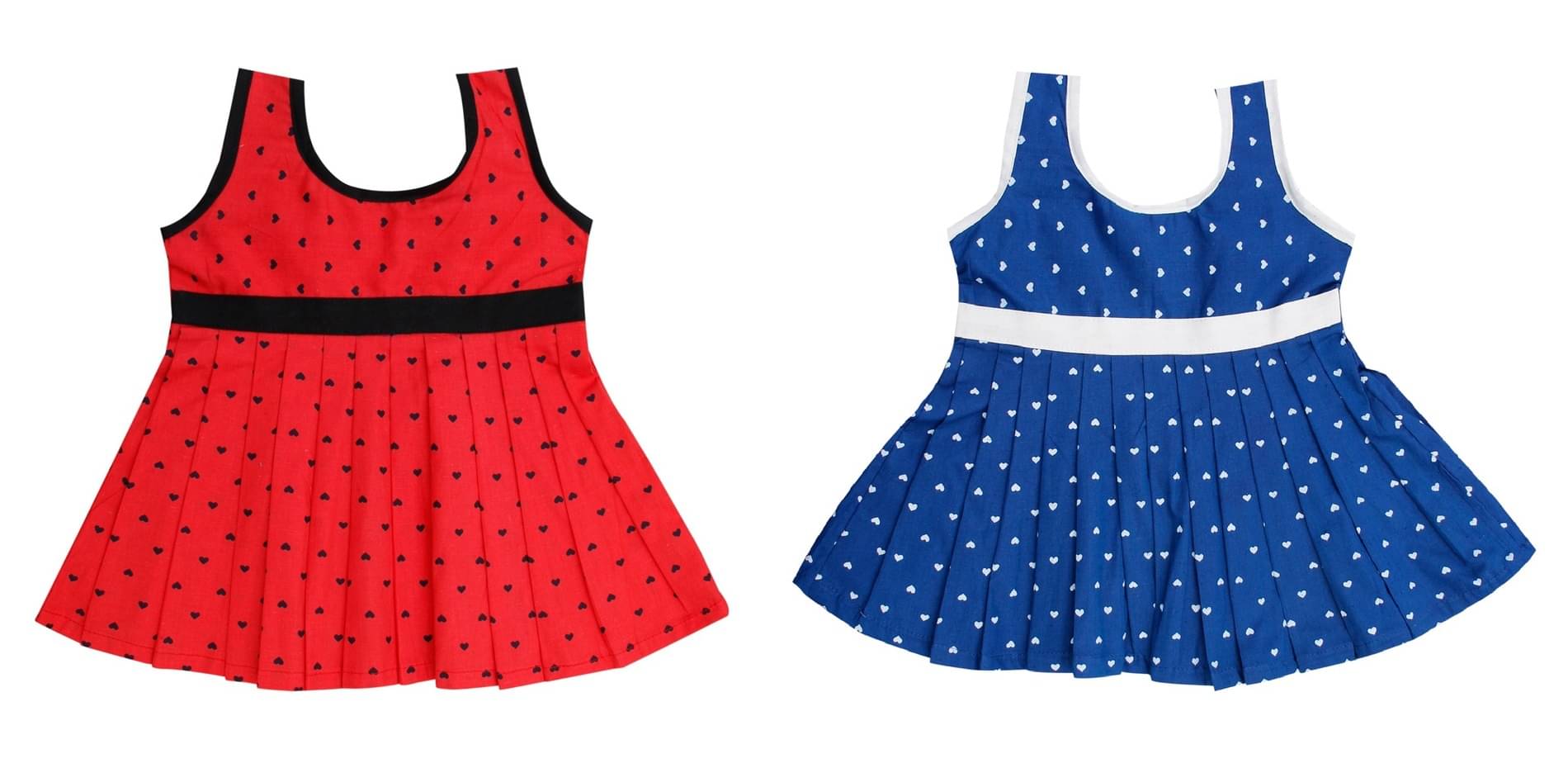 The Creators Pack of 2 Baby Girls Cotton Blend Dress ( Red & Blue )     			The Creators Pack of 2 Baby Girls Cotton Blend Dress ( Red & Blue )