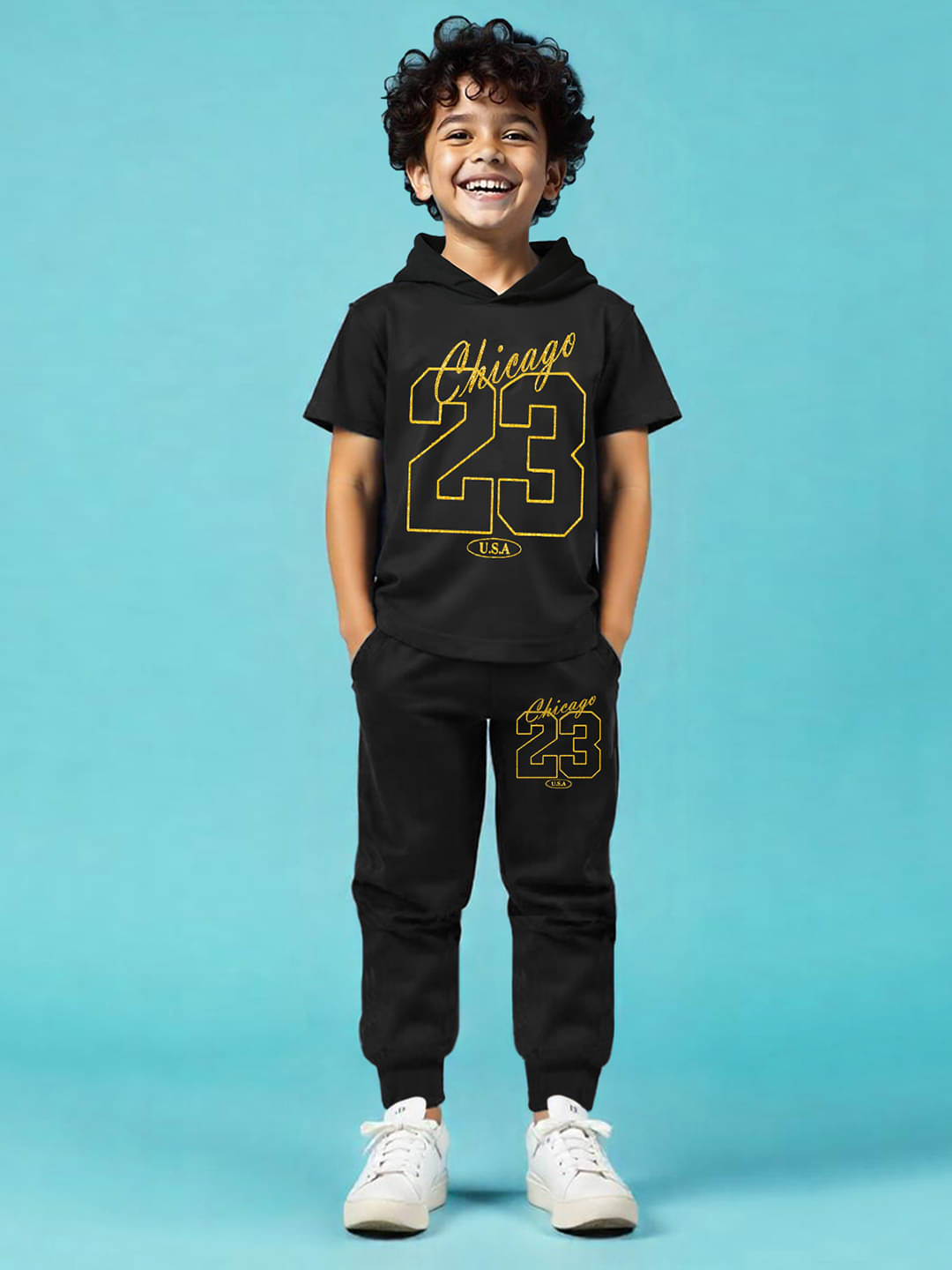 Trampoline Pack of 1 Boys Cotton Blend T-Shirt & Pants Set ( Black ) Trampoline Pack of 1 Boys Cotton Blend T-Shirt & Pants Set ( Black )