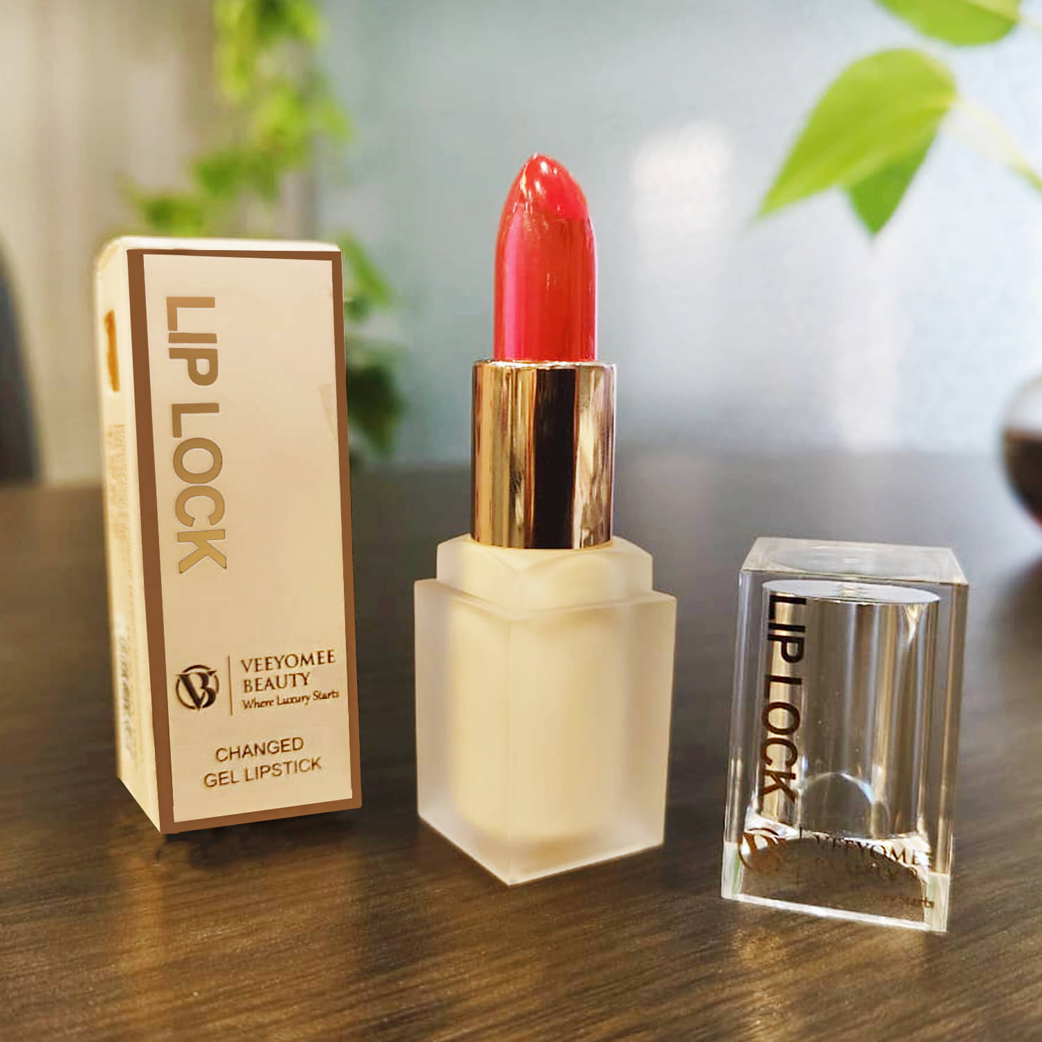     			Veeyomee Beauty Apple Red Glossy Lipstick Lip Lock Glossy Color Changing Gel Lipstick 1pc