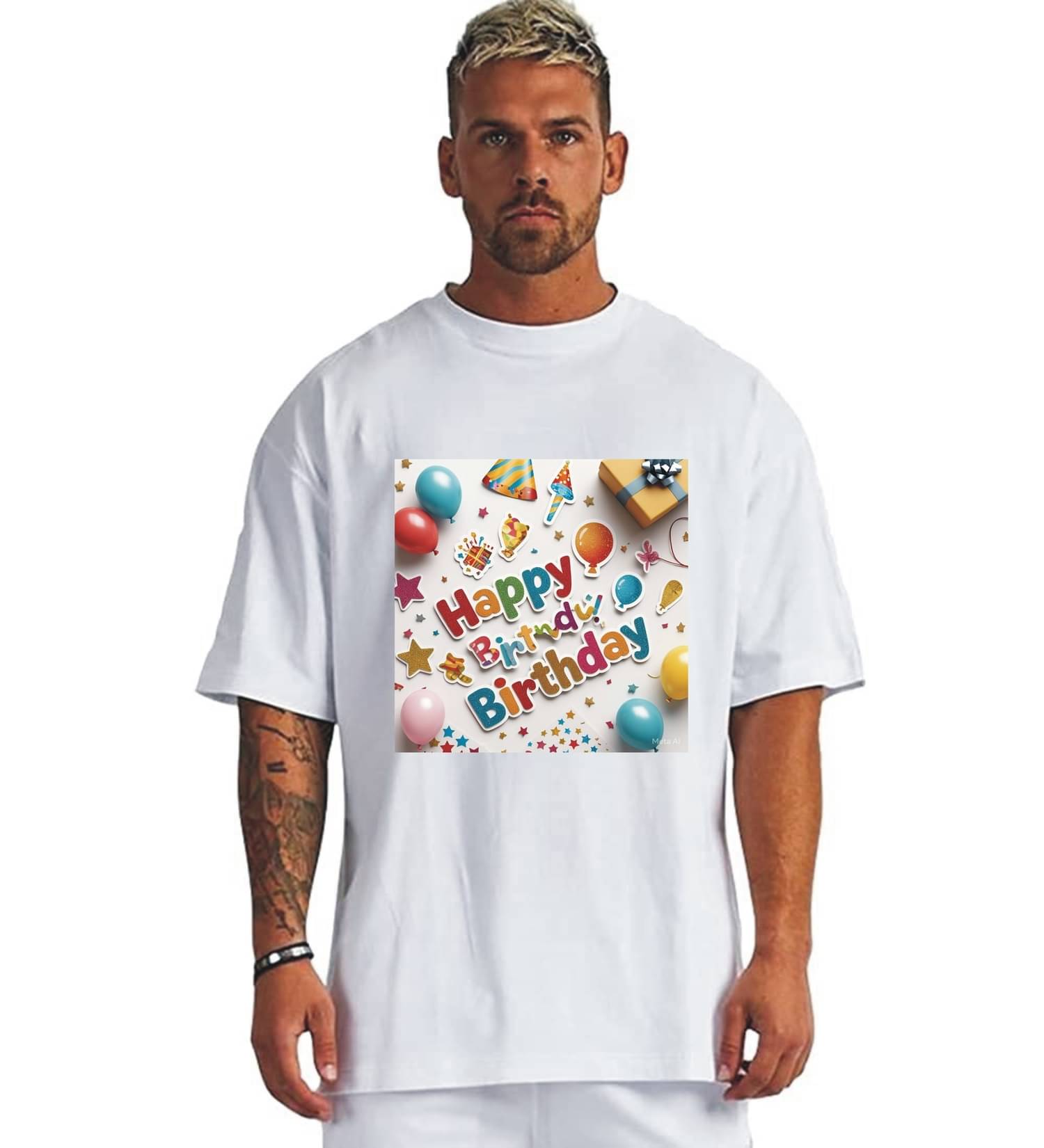     			Zyra Fashion Cotton Blend Oversized Fit Printed Half Sleeves Men's Round T-Shirt - White ( Pack of 1 )