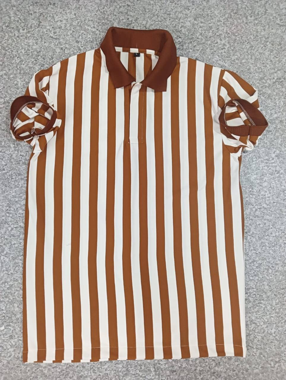 connan Pack of 1 Cotton Blend Regular Fit Striped Half Sleeves Men's Polo T Shirt ( Brown )     			connan Pack of 1 Cotton Blend Regular Fit Striped Half Sleeves Men's Polo T Shirt ( Brown )