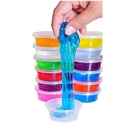 freedy Set of 12 Flexible Crystal Slime Magic Mud Soft Transparent Jelly Clay Putty Toys for Kids Boys Girls with Clay Modelling Tools Non Toxic - Multi Color