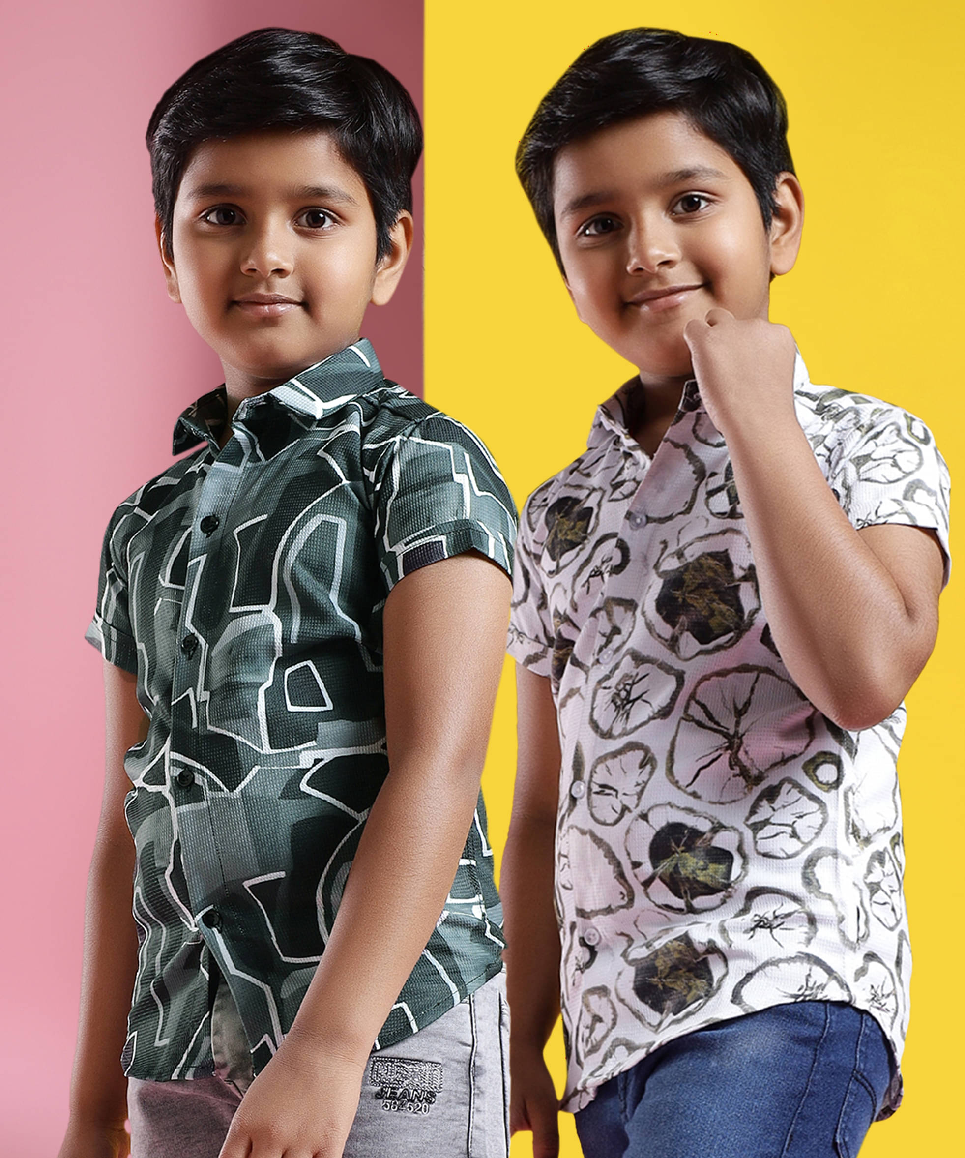 ALY JOHN Pack of 2 Boys 100% Cotton Half Sleeves Shirt ( Multicolor 11 ) ALY JOHN Pack of 2 Boys 100% Cotton Half Sleeves Shirt ( Multicolor 11 )
