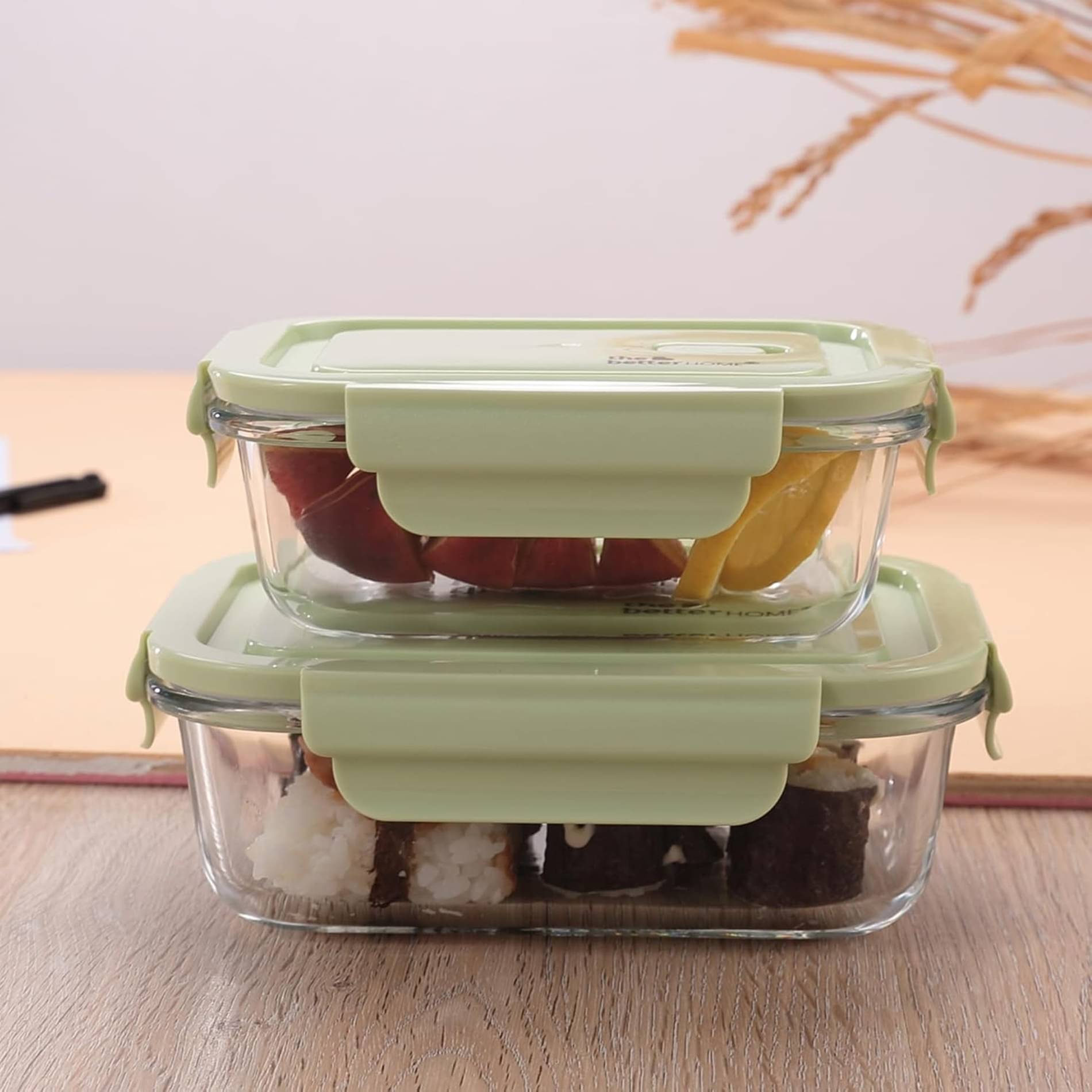 ATIPRIYA Borosilicate 1110 ml Glass Multicolor Multi-Purpose Container ( Set of 2 ) ATIPRIYA Borosilicate 1110 ml Glass Multicolor Multi-Purpose Container ( Set of 2 )
