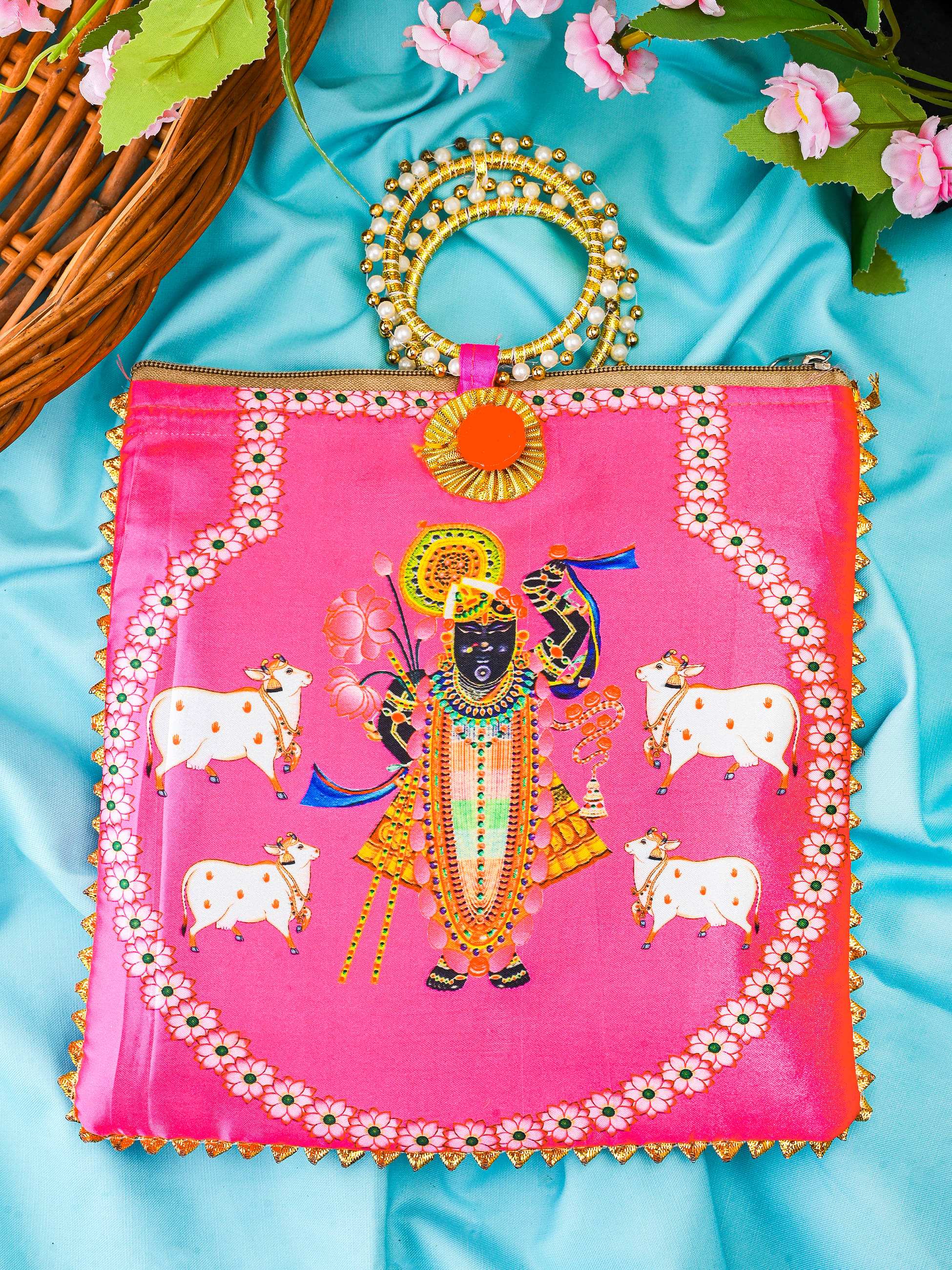     			Anjaneya Creations Handheld Bag Fabric Set of 1 ( Pink )