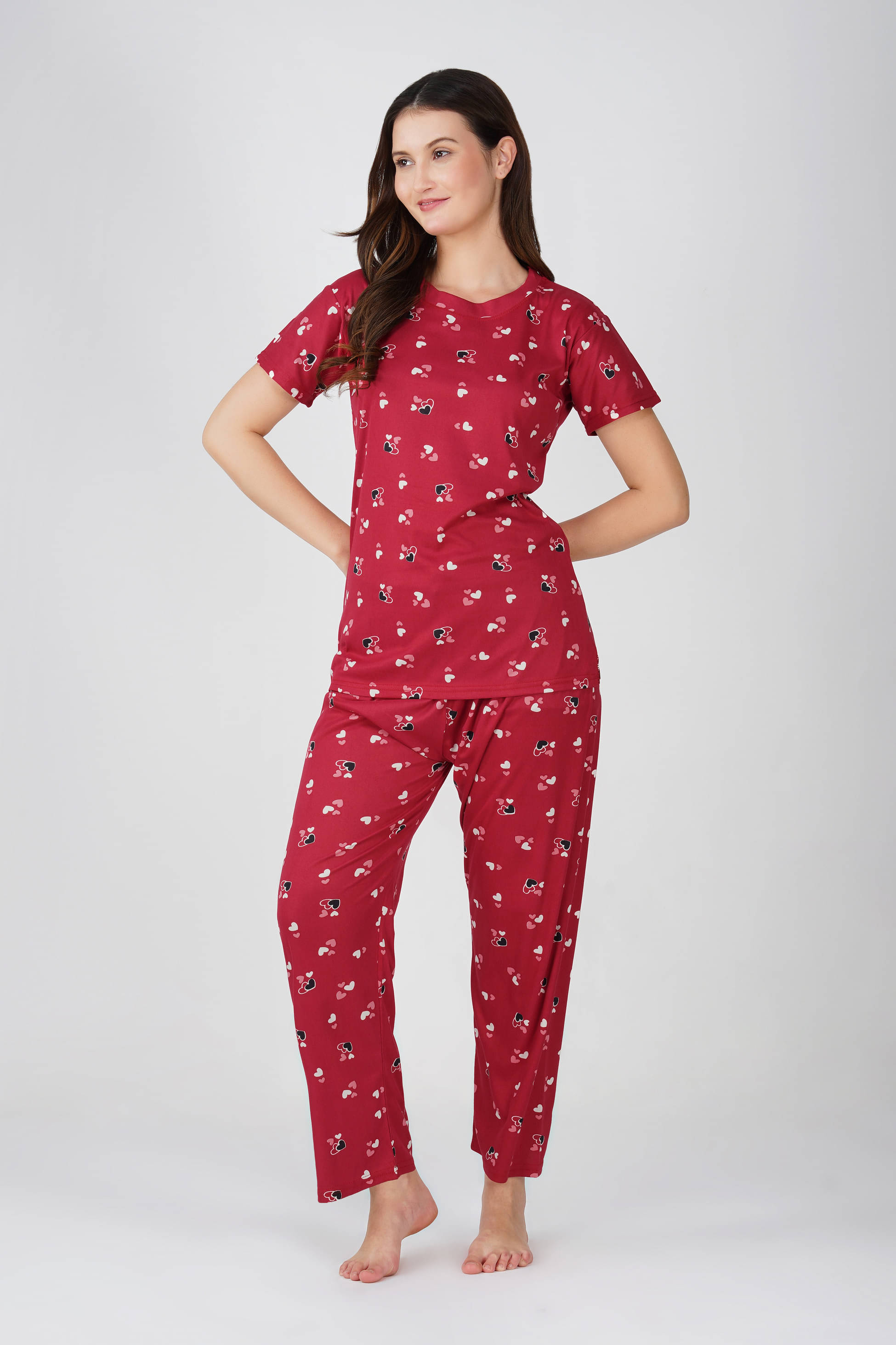 BIG MAKE GROUP Red Hosiery Women's Nightwear Nightsuit Sets ( Pack of 1 ) BIG MAKE GROUP Red Hosiery Women's Nightwear Nightsuit Sets ( Pack of 1 )