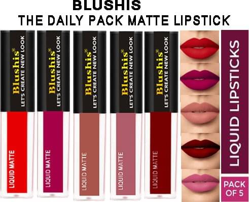 BLUSHIS Long Lasting Multicolor Matte Lipstick Combo (Pack of 5) BLUSHIS Long Lasting Multicolor Matte Lipstick Combo (Pack of 5)