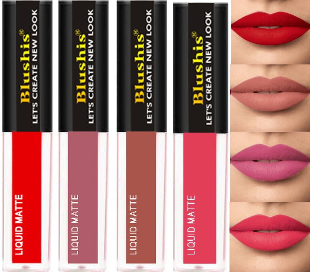 BLUSHIS Long Lasting Multi Color Liquid Matte Lipstick (Pack of 4) BLUSHIS Long Lasting Multi Color Liquid Matte Lipstick (Pack of 4)